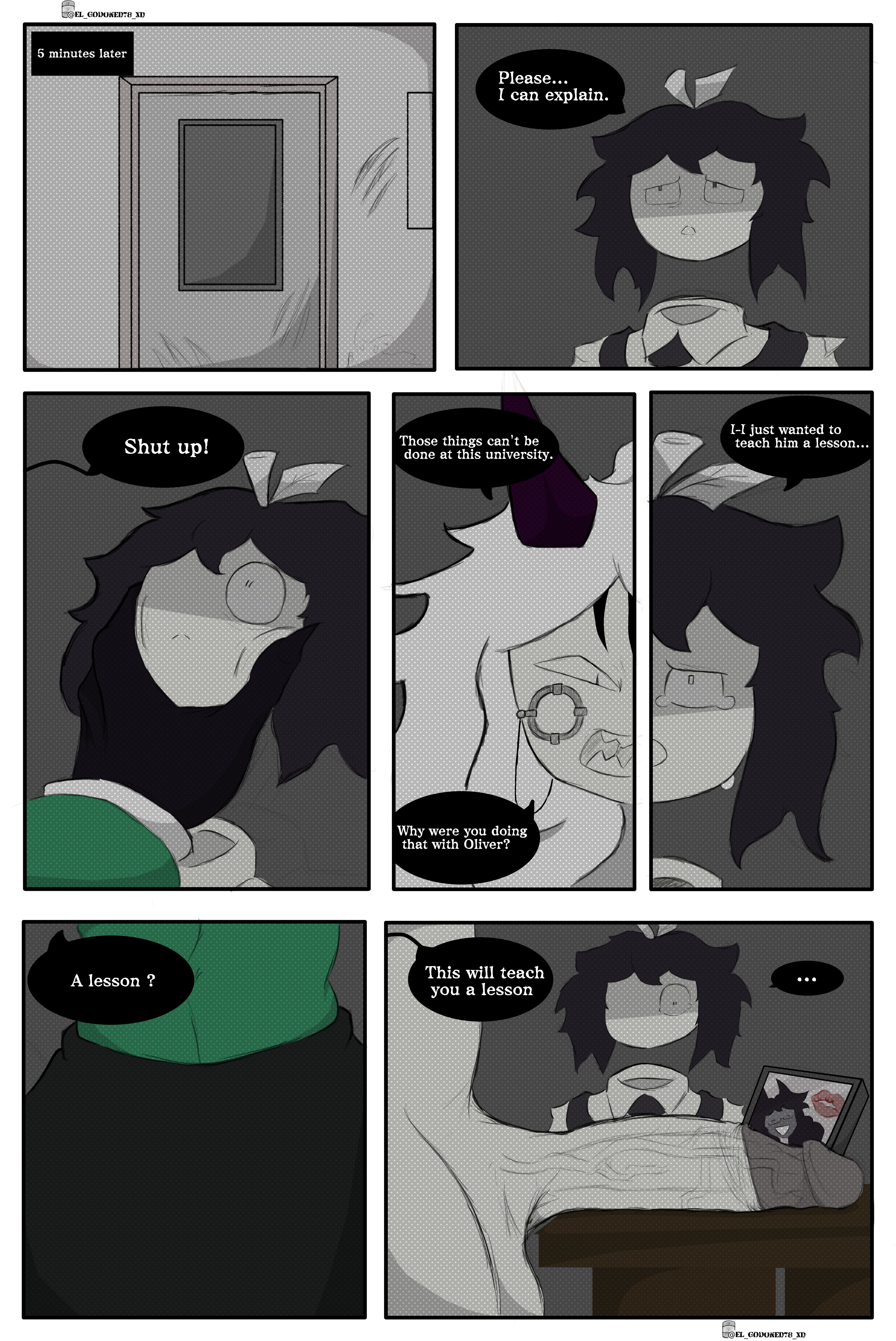 1boy, 1femboy, 1futa, abbie (fundamental paper education), comic, dialogue, el godoned78 xd, english text, faggot, femboy, fundamental paper education, futa on male, futanari, intersex, male, miss grace (fundamental paper education), penis, rape face, tagme
