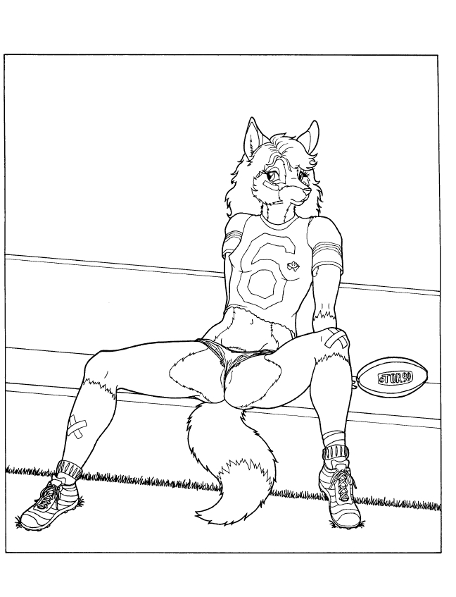 1990s 1999 20th_century anthro between_labia black_and_white canine female fox fur furry genitals innie_pussy monochrome panties pussy pussy_floss solo sports sticking_plaster tim_o'rourke underwear year