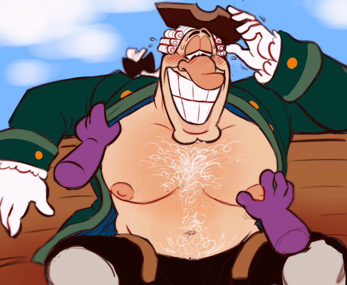 bara bara_tits big_breasts big_nose blush chad chest_hair dr._livesey gay grabbing_breasts hairy hairy_male hat literature male_only old_man older_male public_domain return_to_treasure_island ribbon slightly_chubby smiling treasure_island vvondermoon white_hair white_skin