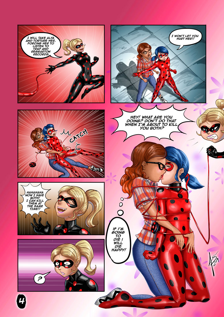 2010s 2019 3girls 5_fingers alya_cesaire antibug bodysuit bondage chloe_bourgeois clothing comic dialogue domino_mask english_text eye_mask female female_only fingering fingering_partner fingering_through_clothes fondling glasses hair hikashy kissing ladybug_(character) marinette_dupain-cheng miraculous:_tales_of_ladybug_and_cat_noir miraculous_ladybug multiple_girls on_knees one_page_comic outdoors page_4 public rope_bondage rubber rubber_clothing rubber_suit signature speech_bubble teeth text threatening tied_up tongue_kiss yuri