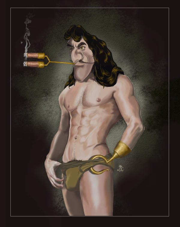 1boy bulge captain_hook caucasian caucasian_male cigar disney disney_villains hook_hand lcslayer long_hair male male_only muscular_male peter_pan_(disney) smoking underwear underwear_only