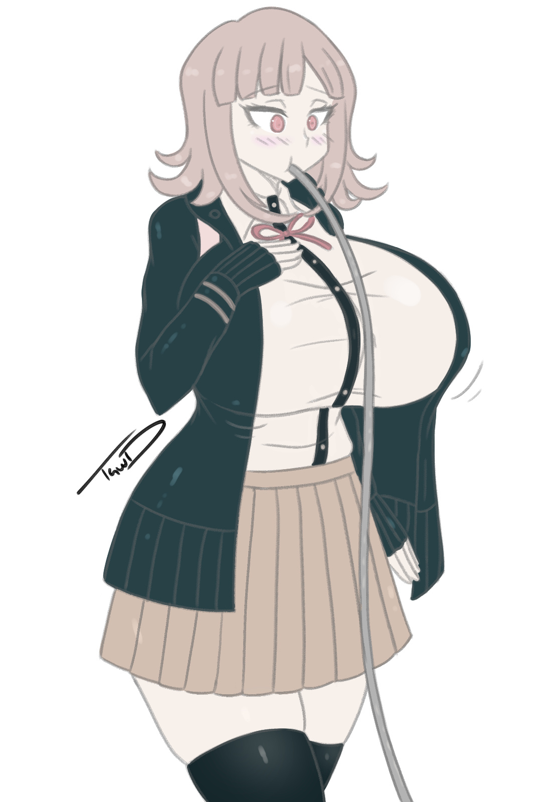 1girls, big breasts, breast expansion, breast growth, breast growth (enlargement), breast inflation, breasts, clothed, clothes, clothing, danganronpa, danganronpa 2: goodbye despair, female, female only, fully clothed, hips, huge breasts, human, human only, humanoid, large breasts, nanami chiaki, smooth skin, solo, solo female, super danganronpa 2, thick, thick thighs, thighs, wide hips, yukihana draws