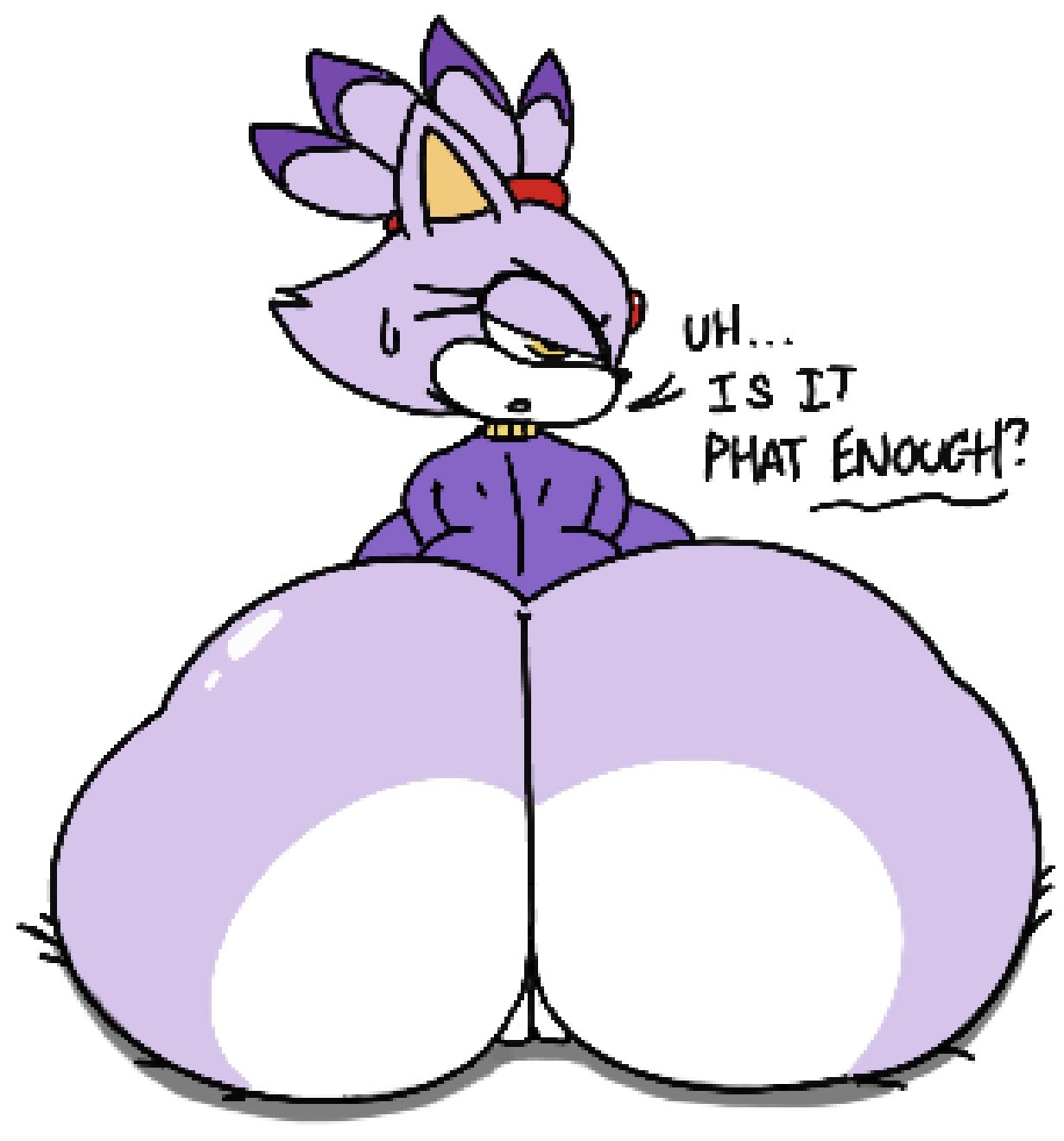 ass big_ass big_breasts blaze_the_cat breasts female female_only huge_ass looking_at_viewer purple_clothing purple_skin pussy sitting solo solo_female sonic_(series) sonic_the_hedgehog_(series) speaking_to_viewer sweat tagme text theslashfive white_ass