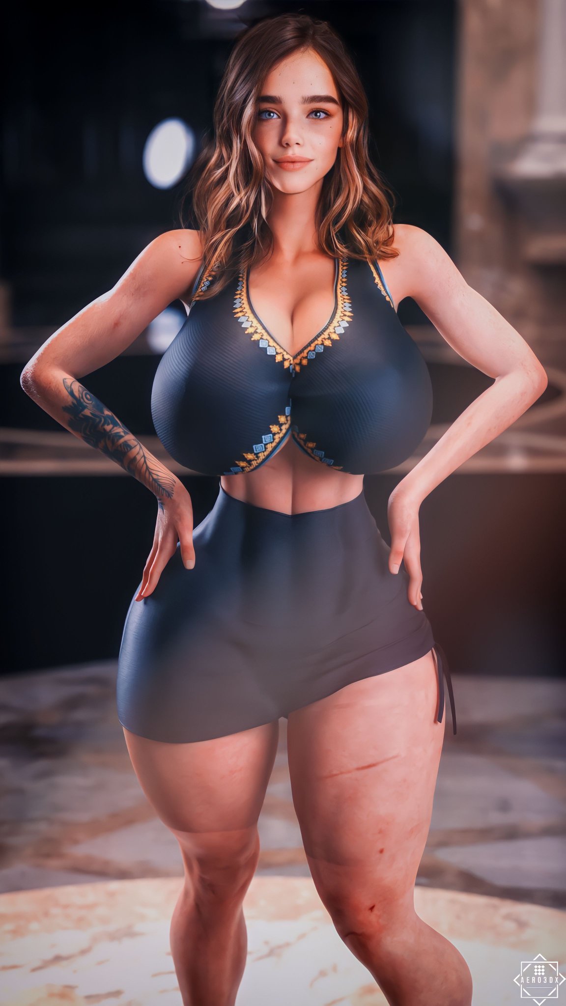 1girls 3d 3dx aero aero3dx artist_name athletic athletic_female big_breasts breasts busty ellie_(aero3dx) female female_only fit fit_female hips hourglass_figure huge_breasts human large_breasts legs light-skinned_female light_skin lips lipstick mirage3dx original original_character photorealism shiny shiny_skin slushe_(website) solo thick_legs thick_thighs thighs toned toned_female voluptuous waist watermark wide_hips