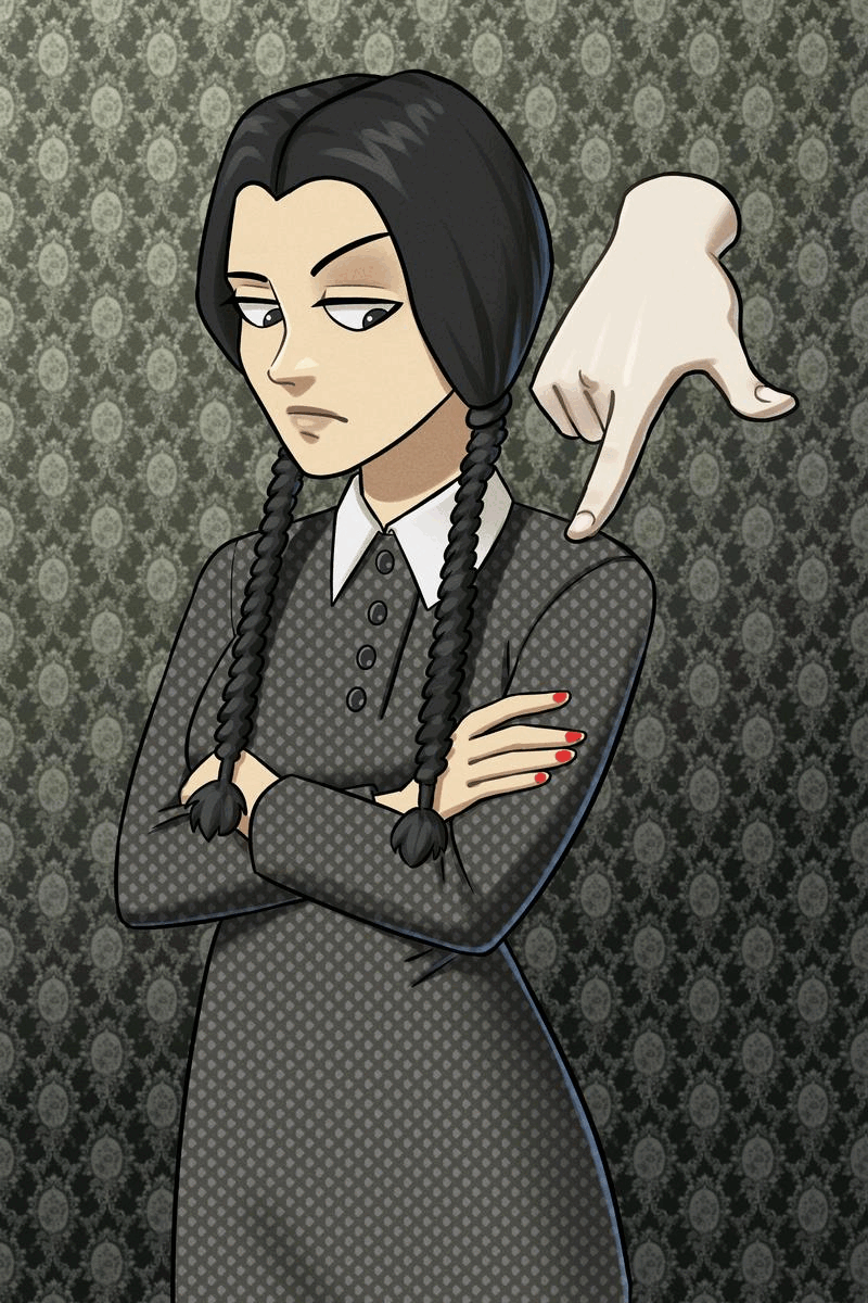 1girls, 2:3, animated, areolae, black hair, breasts, dress, exposed, female, female focus, female only, frustrated, goth, goth girl, gothic, hourglass figure, human, kpz, light skin, light-skinned female, nipples, panty pull, pussy, shaved pussy, slideshow, small breasts, tagme, teenage female, teenager, the addams family, thing (addams family), undressed, undressing, undressing another, vagina, vertical video, wednesday addams, wide hips, young