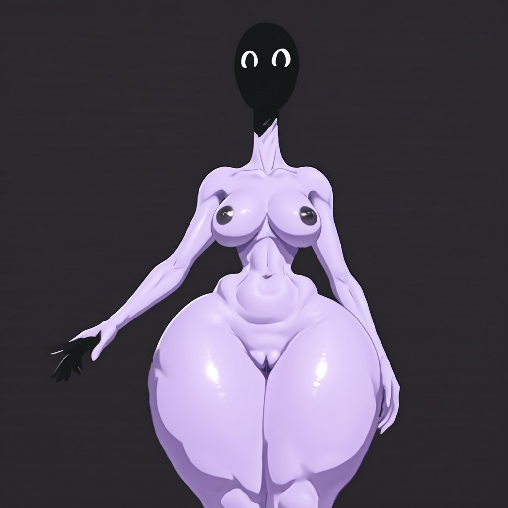 3d absolute_territory ai_generated alternate_(mandela_catalogue) bald black_background black_face cartoon civitai creepy curvy dark dark_nipples dark_room dilated_pupils faceless faceless_character female female_pervert glowing_eyes horror long_arms long_legs looking_at_viewer male_pov mandela_catalogue purple_skin pussy solo the_mandela_catalogue thick_thighs vhs_filter wide_hips