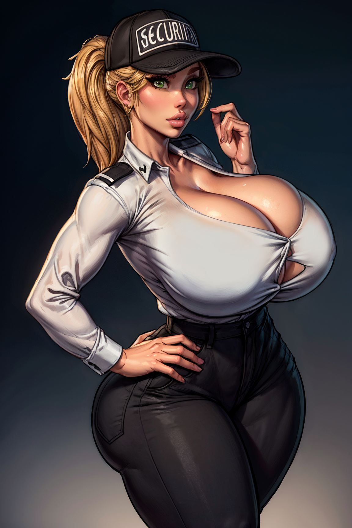 1girls, ai generated, ass, boob window, breasts, bythebrokenone, female, female only, five nights at freddy's, five nights at freddy's: security breach, huge ass, huge breasts, no bra, revealing clothes, solo, solo female, tagme, vanessa (fnaf)