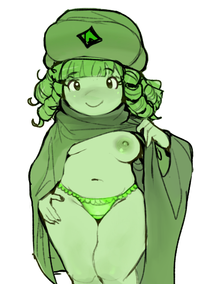 breasts foursnail green_nipples green_panties missy_(shovelknight) nipples panties shovel_knight