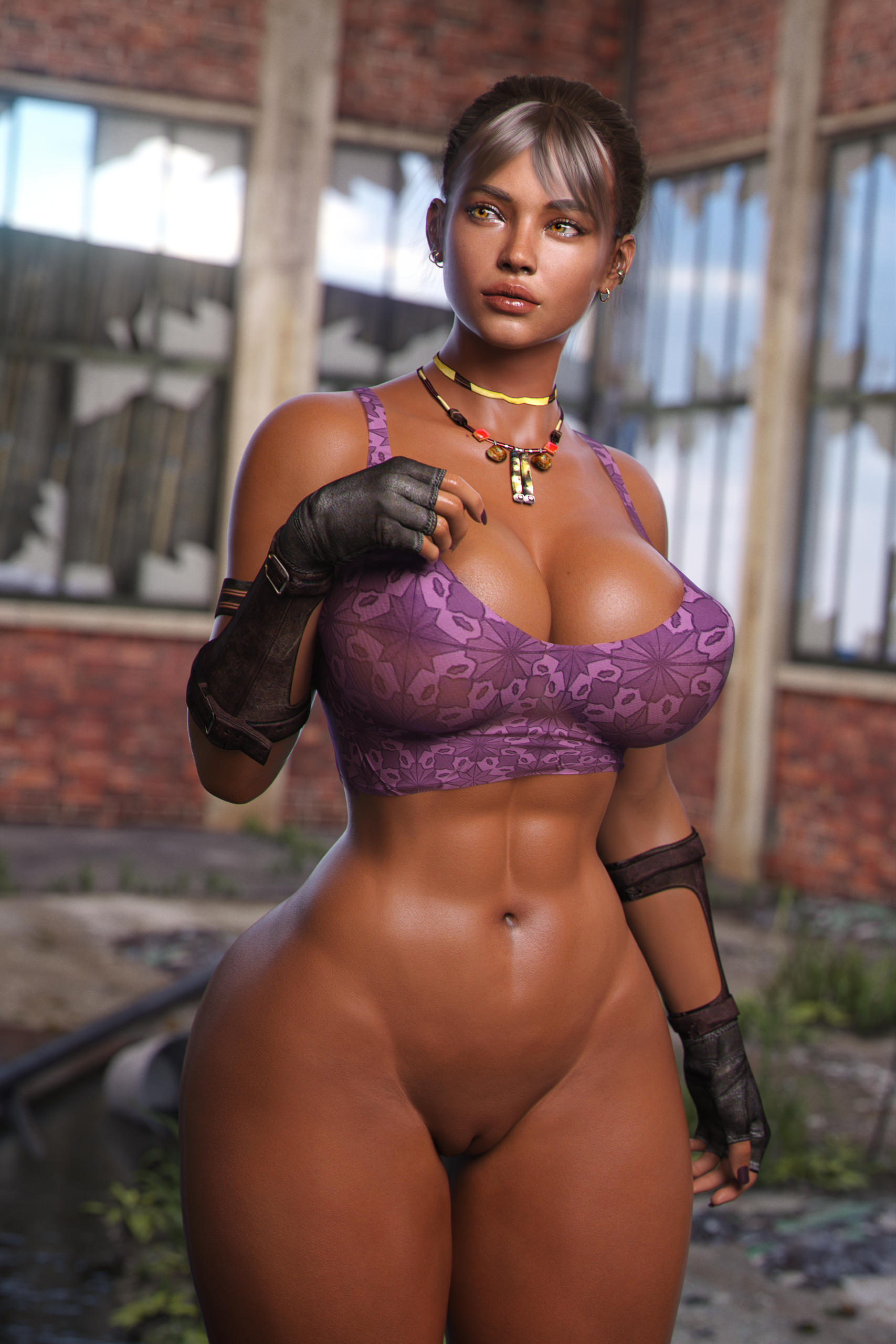 1girls, 3d, abs, african, african female, apone3d, ass, big ass, big breasts, big butt, bra, breasts, capcom, dark skin, dark-skinned female, female, female only, front view, large breasts, midriff, pussy, resident evil, resident evil 5, sheva alomar, solo, thick thighs, thighs, vagina, wide hips