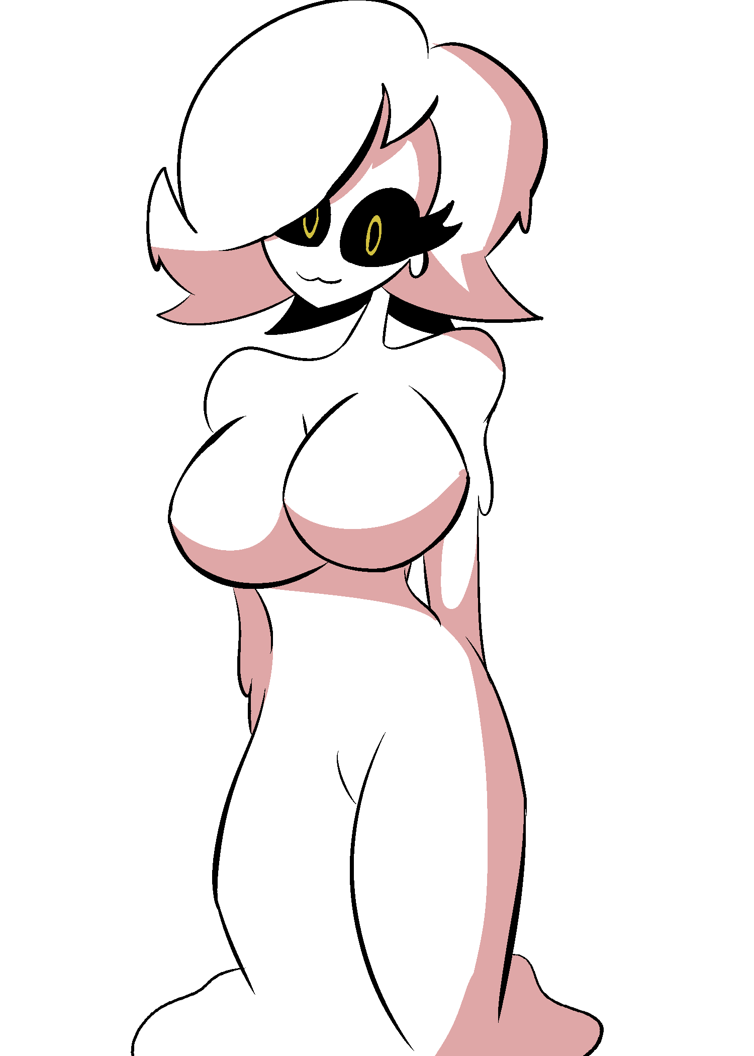 big_breasts delirium_(the_binding_of_isaac) female female_only looking_at_viewer makiro69 rule_63 slime slime_girl the_binding_of_isaac transparent_background white_body white_hair white_skin yellow_eyes