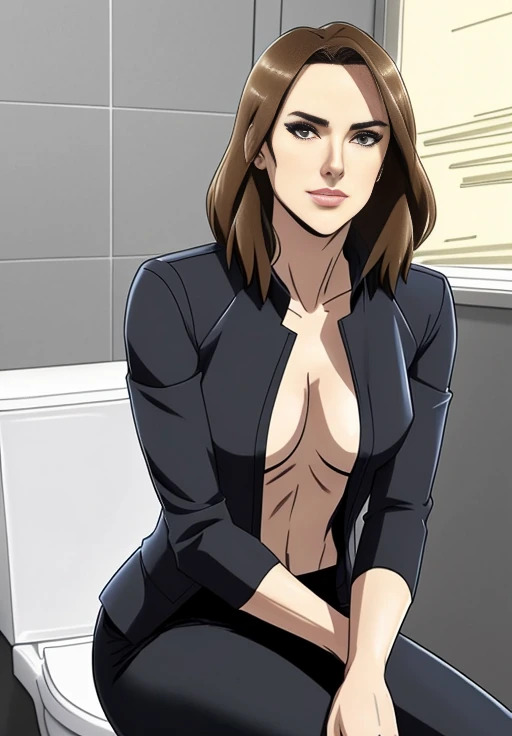 1girls agents_of_s.h.i.e.l.d. ai_generated anime bathroom cartoon cleavage female female_only hidden_hands_because_ai human human_only jemma_simmons light-skinned_female light_skin marvel marvel_cinematic_universe s.h.i.e.l.d. solo solo_female