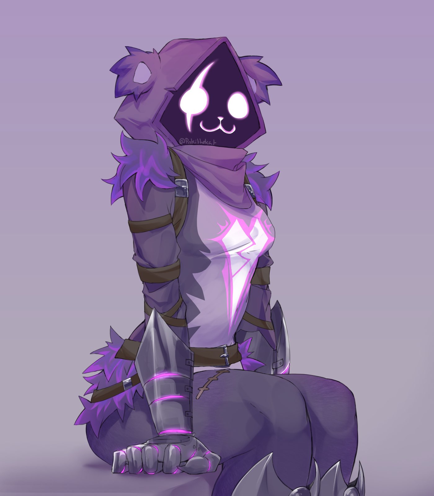 breasts, clothed, clothing, cute, female, furry, gauntlets, pokithekat, raven team leader, solo, thick thighs, wide hips