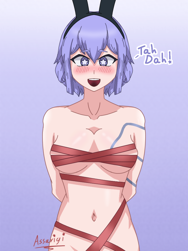 1girls :d assarigi blush blush_lines blushing_at_viewer blushing_female breasts bunny_ears bunny_girl bunnysuit busty devil_survivor devil_survivor_2 female female_focus female_only front_view happy happy_female megami_ibunroku_devil_survivor megami_tensei purple_eyes purple_hair red_ribbon shin_megami_tensei star_eyes thick_thighs tico tico_devil_survivor_2 uniform valentine's_day white_bunnysuit