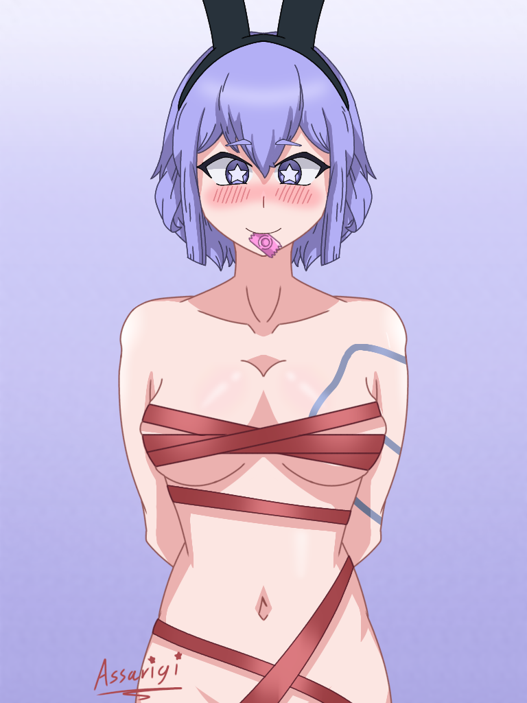 1girls :) assarigi blush blush_lines blushing_at_viewer blushing_female breasts bunny_ears busty condom condom_in_mouth devil_survivor devil_survivor_2 female female_focus female_only front_view happy happy_female megami_ibunroku_devil_survivor megami_tensei purple_eyes purple_hair red_ribbon shin_megami_tensei star_eyes thick_thighs tico tico_devil_survivor_2 valentine's_day