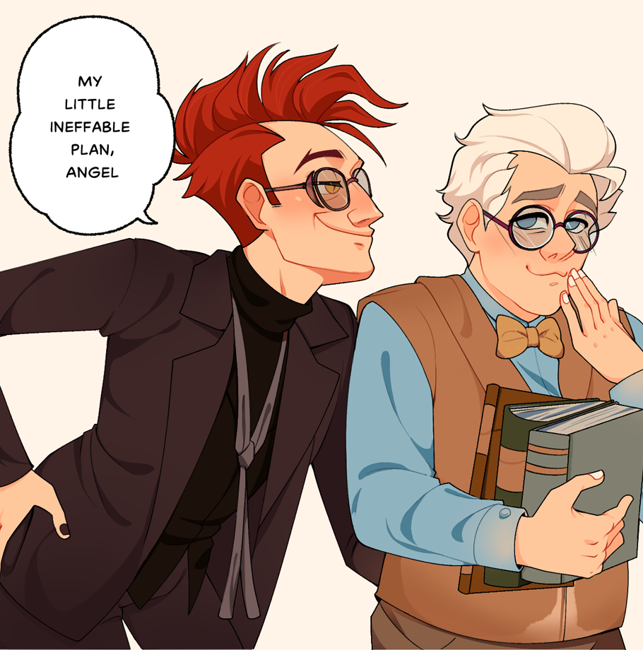 aziraphale blush crowley flirting gay good_omens