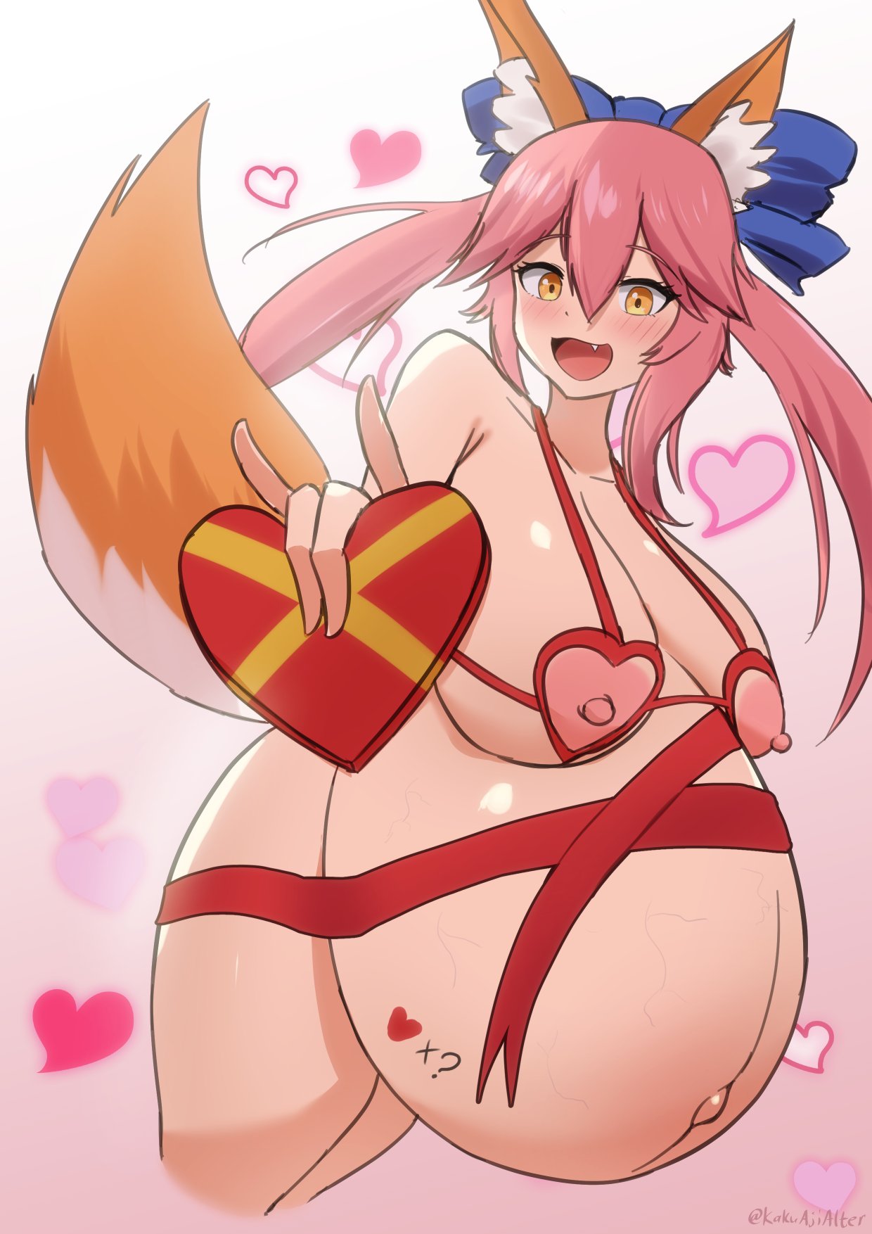 1girls breasts fate_(series) female female_only huge_belly huge_breasts kakuajialter pregnant ready_to_pop solo tamamo_no_mae_(fate) veiny_belly