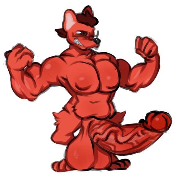 1boy annacrazytoivo big_balls big_penis furry muscular red_eyes red_fur red_hair vlad_(annacrazytoivo)