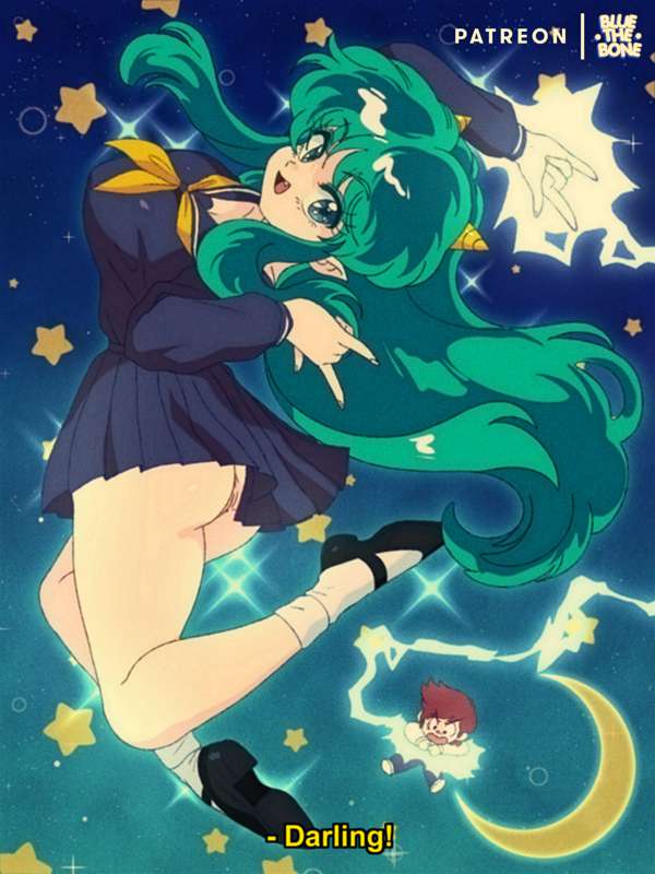 1boy 1girls alternate_version_available anklehighs ass ataru_moroboshi big_breasts blue_eyes bluethebone breasts brown_hair english_text female green_hair horns lum male mary_janes needs_tags no_panties retro_artstyle school_uniform shoes skirt socks tagme turn_cuff_socks urusei_yatsura white_socks