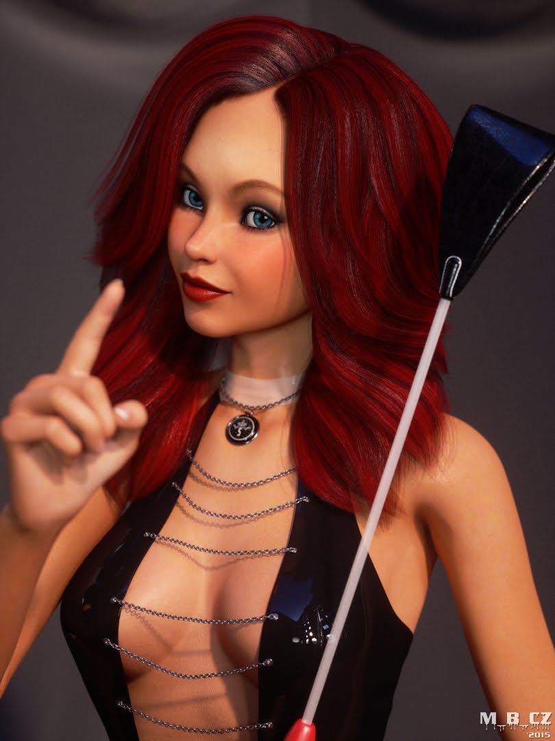 clothing dominatrix female mbirdcz red_hair riding_crop solo