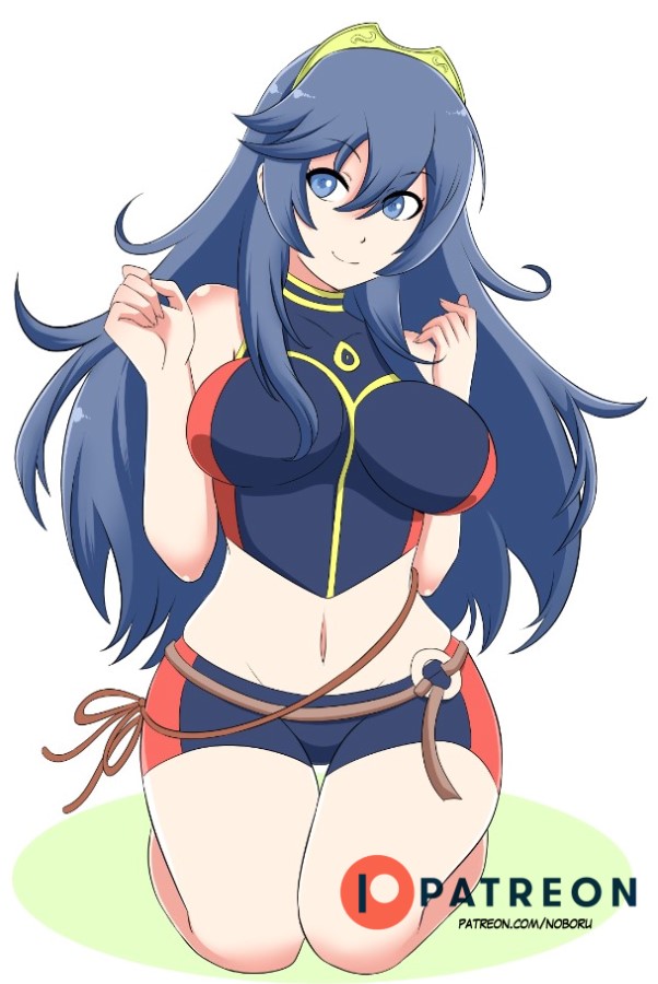 1girls alternate_costume bikini blue_bikini blue_hair blue_swimsuit breasts fire_emblem fire_emblem_awakening fire_emblem_cipher large_breasts lucina_(fire_emblem) lucina_(summer)_(fire_emblem) nintendo noboru_(pixiv_21804557) noboru_revista official_alternate_costume swimsuit thighs