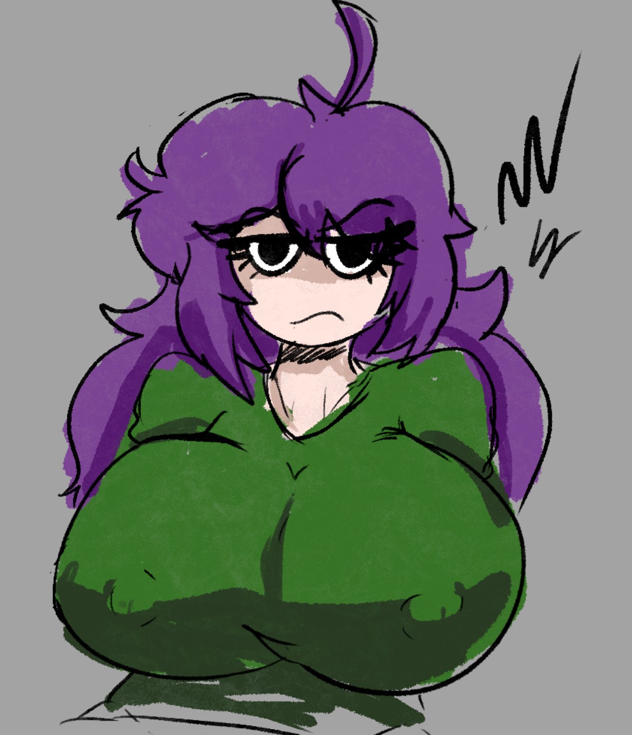 big_breasts female fnf friday_night_funkin nipples_visible_through_clothing purple_hair revie