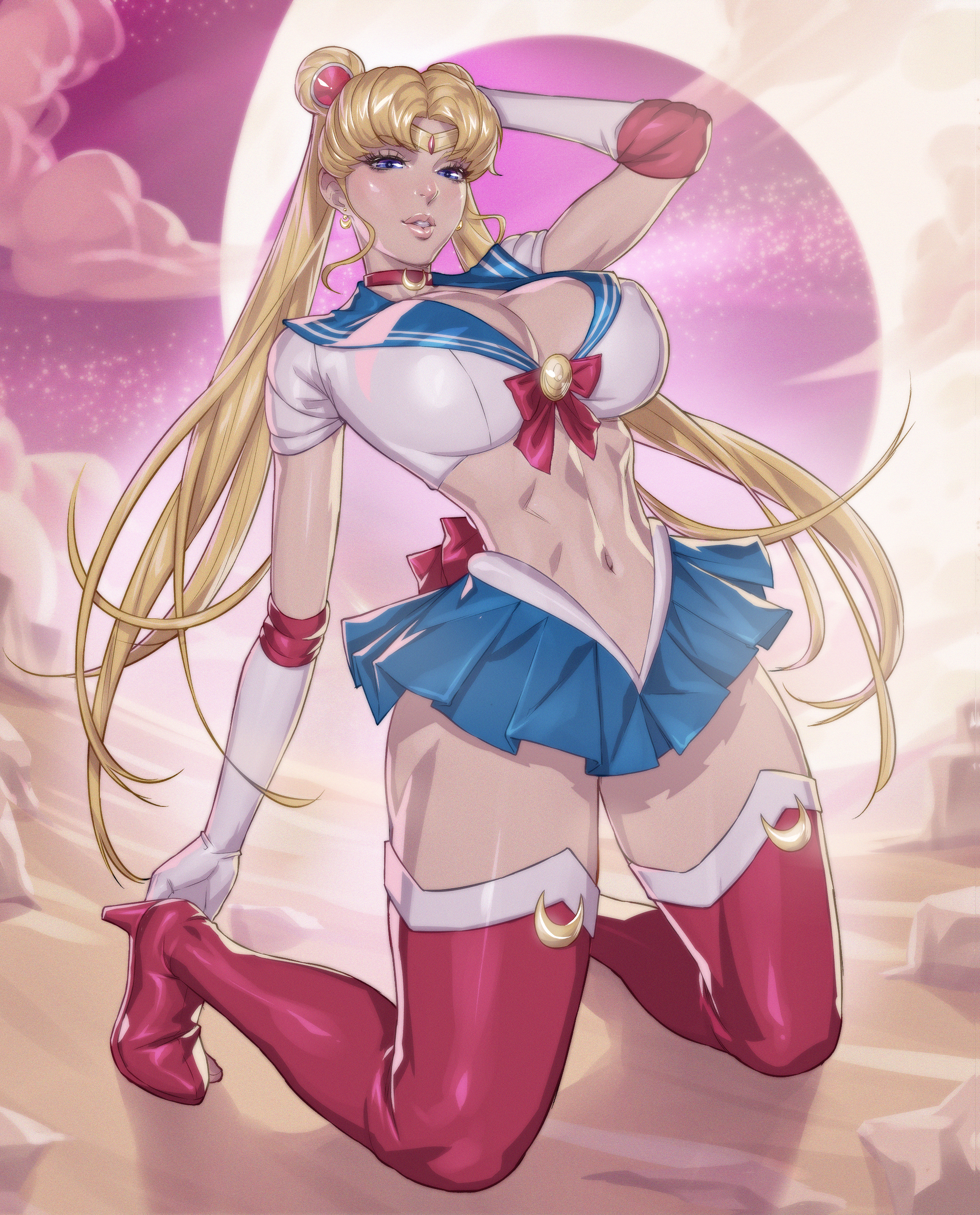 1girls, 2022, abs, arttoru, athletic, athletic female, big breasts, bishoujo senshi sailor moon, boots, breasts, cleavage, clothing, female, female only, female protagonist, fit, fit female, high heel boots, human, medium breasts, muscular, muscular female, realistic, sailor moon, six pack, skirt, solo, tagme, thighs, usagi tsukino