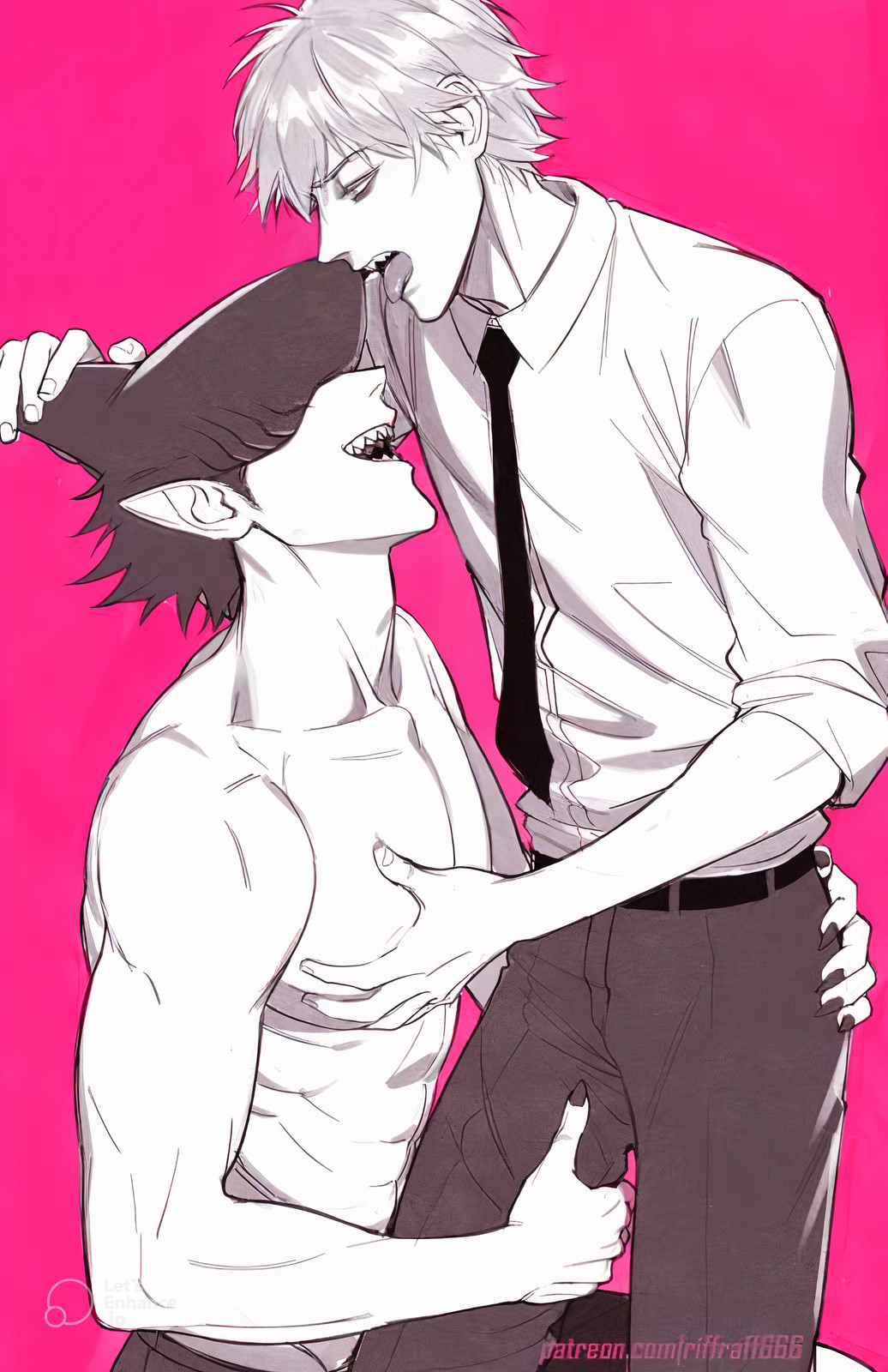 2boys, beam (chainsaw man), chainsaw man, denji (chainsaw man), gay, gay male, male, male only, riffraff, riffraffhellyea, yaoi