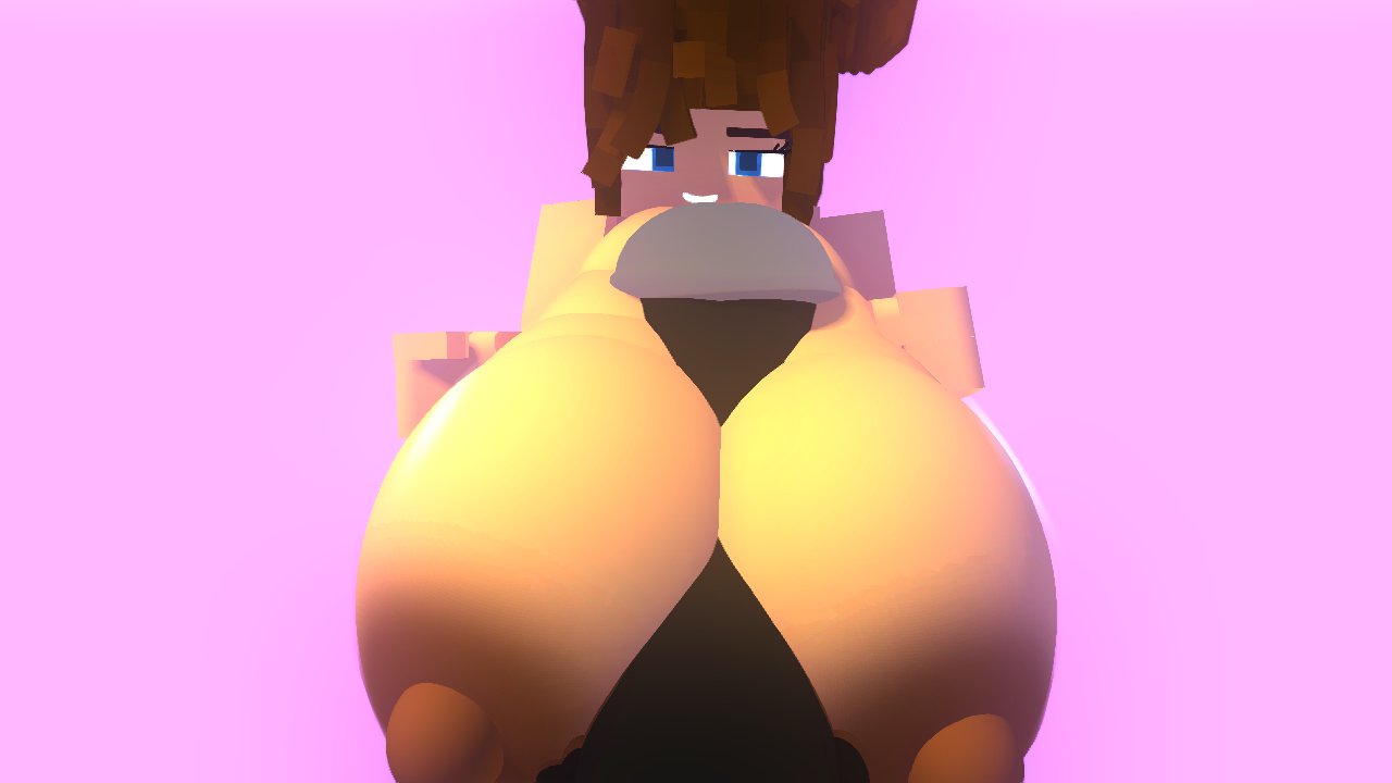 1girls black_body blue_eyes boobjob breasts brown_hair cubanapple dark_areola enderman female hyper hyper_breasts julia_(cubanapple) large_areolae light-skinned_female light_skin minecraft nude nude_female paizuri