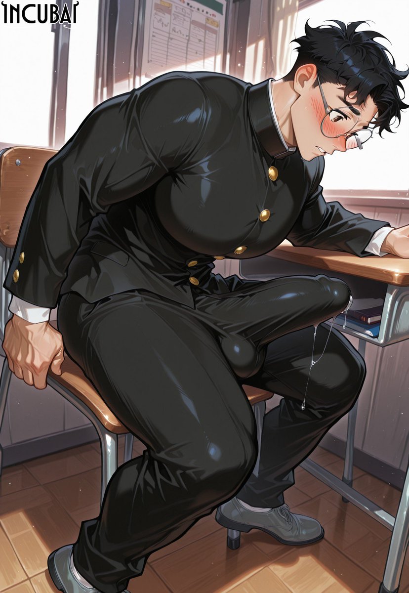 1boy, ai generated, bara, dandadan, gay, incubai, male, male focus, male only, muscular male, takakura ken (okarun)
