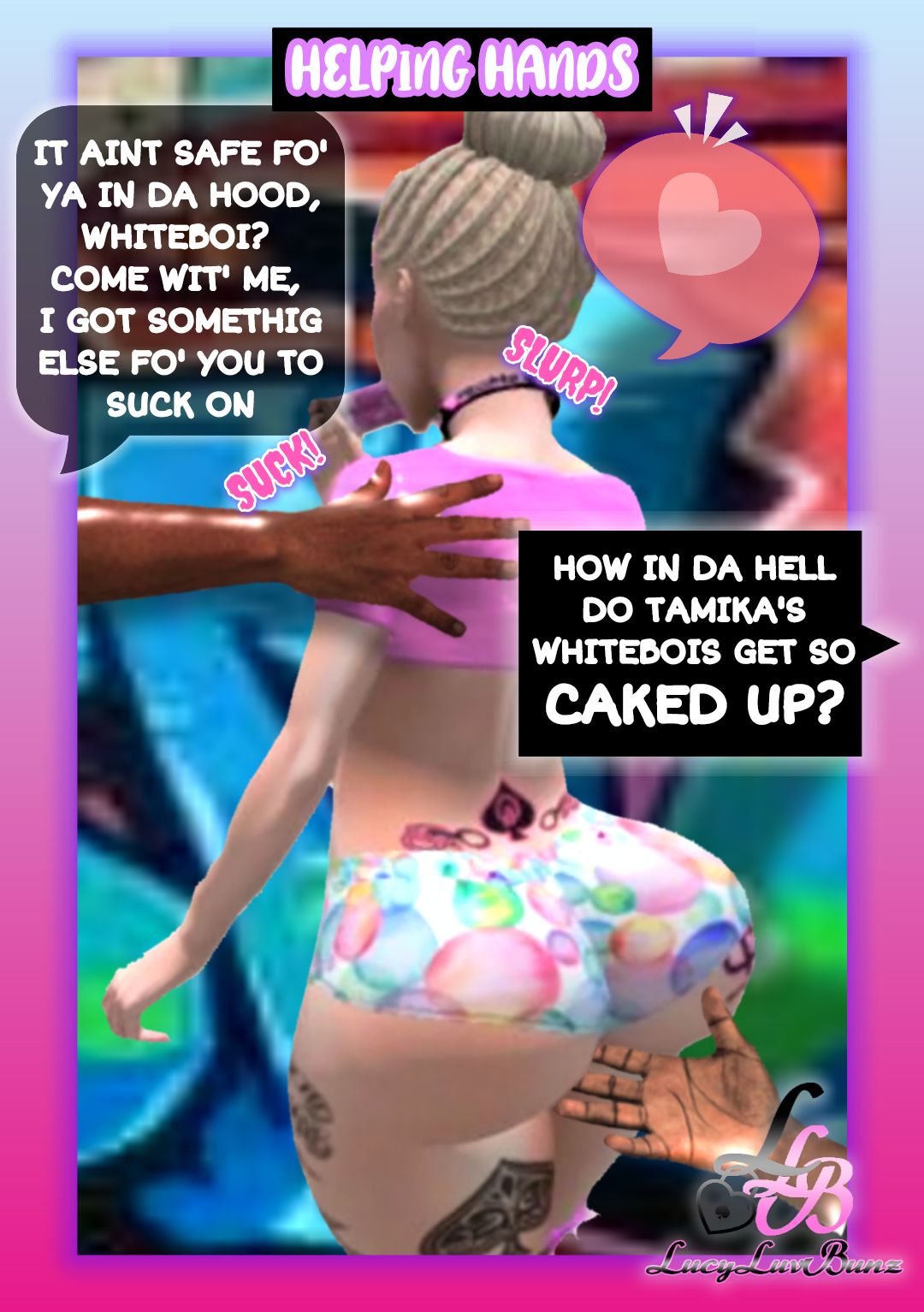 3boys, 3d, alley, alleyway, anal, anal insertion, anal sex, ass, ass focus, big ass, big butt, bimbo, bimbo femboy, black, booty, booty shorts, bubble ass, bubble butt, butt focus, comic, comic page, comic strip, comics, cookie, crossdressing, dark skin, dark-skinned male, dialogue, dominant male, earrings, ebony, english text, femboy, fingering, fingering ass, fingering through clothes, from behind, from behind position, ghetto, grabbing, grabbing another's ass, grabbing arm, grabbing ass, grabbing from behind, high heels, huge ass, humiliation, interracial, interracial sex, lifting, lifting person, long eyelashes, lucyluvbunz, makeup, male, male on femboy, prostitution, queen of spades, raceplay, second life, sissification, sissy, sissyfication, slave, snow sissy, standing, stockings, submissive, submissive male, text, thicc, thicc ass, thicc thighs, thick, thick ass, thick butt, thick dick, thick hips, thick legs, thick thighs, trash can, twink, urban, wide ass, wide hips, wide thighs, yaoi