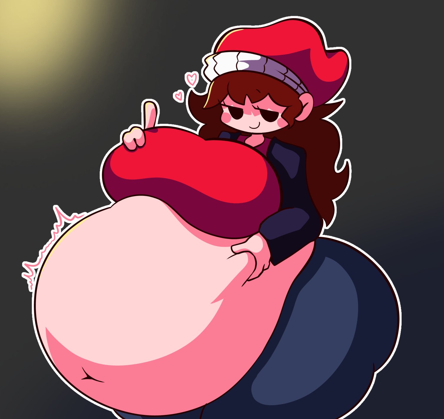 chubby female, fat, friday night funkin, friday night funkin mod, gh 07 09, ginger hair, girlfriend (friday night funkin), holding belly, hyper, hyper belly, lullaby girlfriend (fnf)