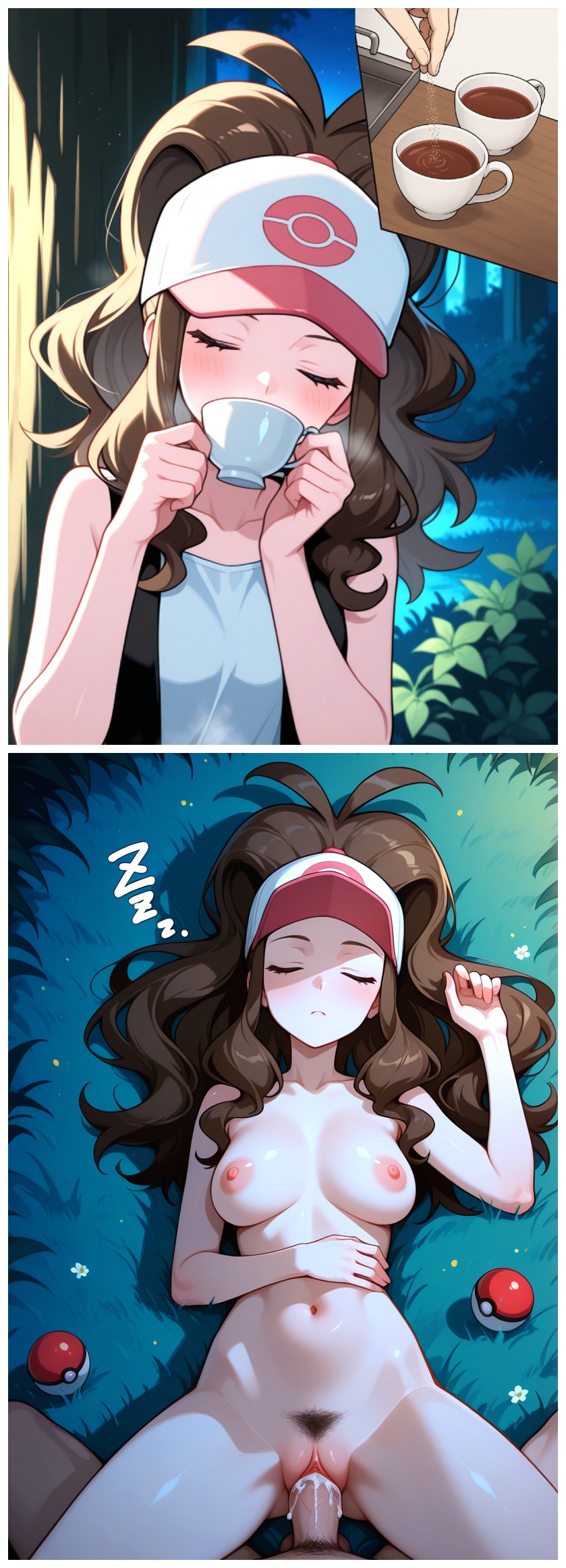abuse, abused, abused female, ai assisted, ai generated, breasts, coffee, drugged, drugged rape, drugging, drugs, female, forced, forced sex, hilda (pokemon), intoxicated, knocked out, male, nipples, no pants, nude, panel, panels, penetration, penis, penis in pussy, pokeball, pokemon, pokemon bw2, pubic hair, pussy, rape, raped, raped female, roofies, ryona, semen, sex, sleeping, somnophilia, taking advantage, teenage female, teenage girl, teenager, tricked, unaware, uncensored, unconscious, unconscious female, used like a toy, vagina, vaginal penetration, vaginal sex, victim, victim female