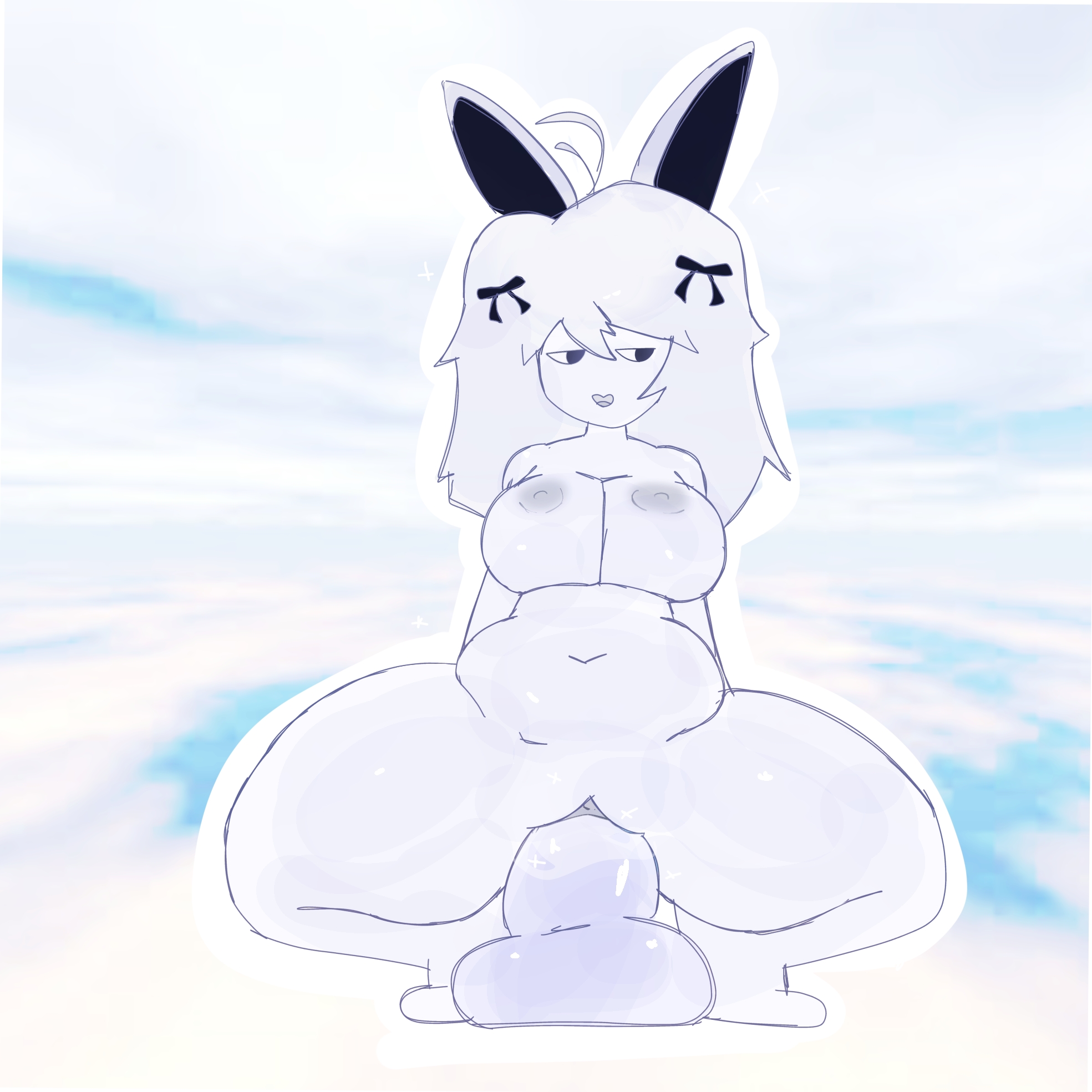 1girls, areolae, belly button, breasts, bunny ears, dailycryptids, dildo, fanart, feet, female, female only, kinny the bunny (kinlyrr), medium breasts, nipples, nude, pussy, roblox, robloxian, self upload, squatting, stomach, tagme, thick thighs, thighs