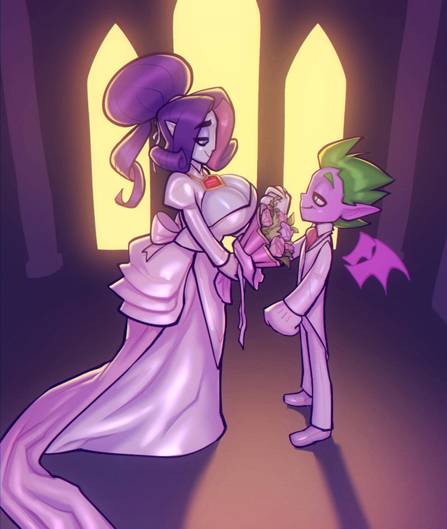 1boy, 1girls, age difference, aged up, anthro, anthro only, ass, big ass, big breasts, bigdad, blue eyes, bouquet, breasts, cleavage, clothed, clothing, curvaceous, curvy, eyeshadow, female, friendship is magic, fur, furry, furry only, hairbun, handholding, hips, hourglass figure, huge breasts, large breasts, looking at partner, makeup, male, my little pony, my little pony friendship is magic, not porn, older female, older female and younger male, purple hair, rarity (mlp), safe, safe for work, seductive look, seductive smile, sfw, shorter male, size difference, spike (mlp), suit and tie, taller female, thick ass, thick thighs, thin waist, voluptuous, walking, wedding attire, wedding dress, wedding veil, wholesome, wide hips, younger male