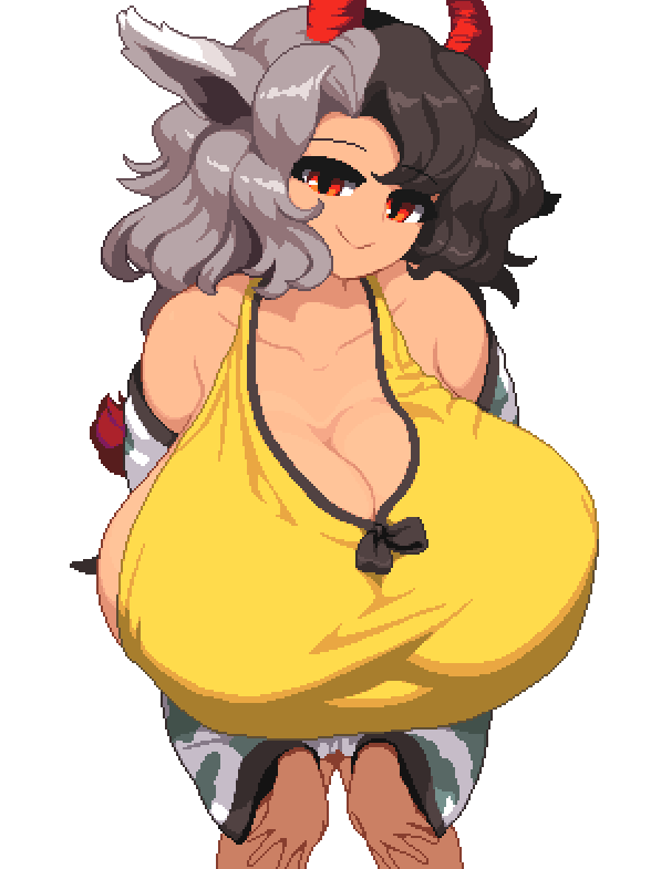 1girls, animated, breasts, cleavage, cow ears, cow girl, female, female only, gigantic breasts, light-skinned female, red eyes, solo focus, takorin, third-party edit, touhou, transparent background, urumi ushizaki