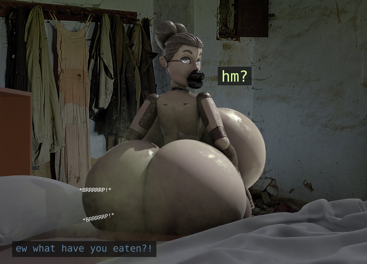 alternate version available, ballora, ballora (cosmic trance), ballora (fnafsl), bimbo lips, breasts, cringe boi nsfw (artist), fart, female, five nights at freddy's, five nights at freddy's: sister location, huge ass, huge breasts, neet, neetlora, on bed