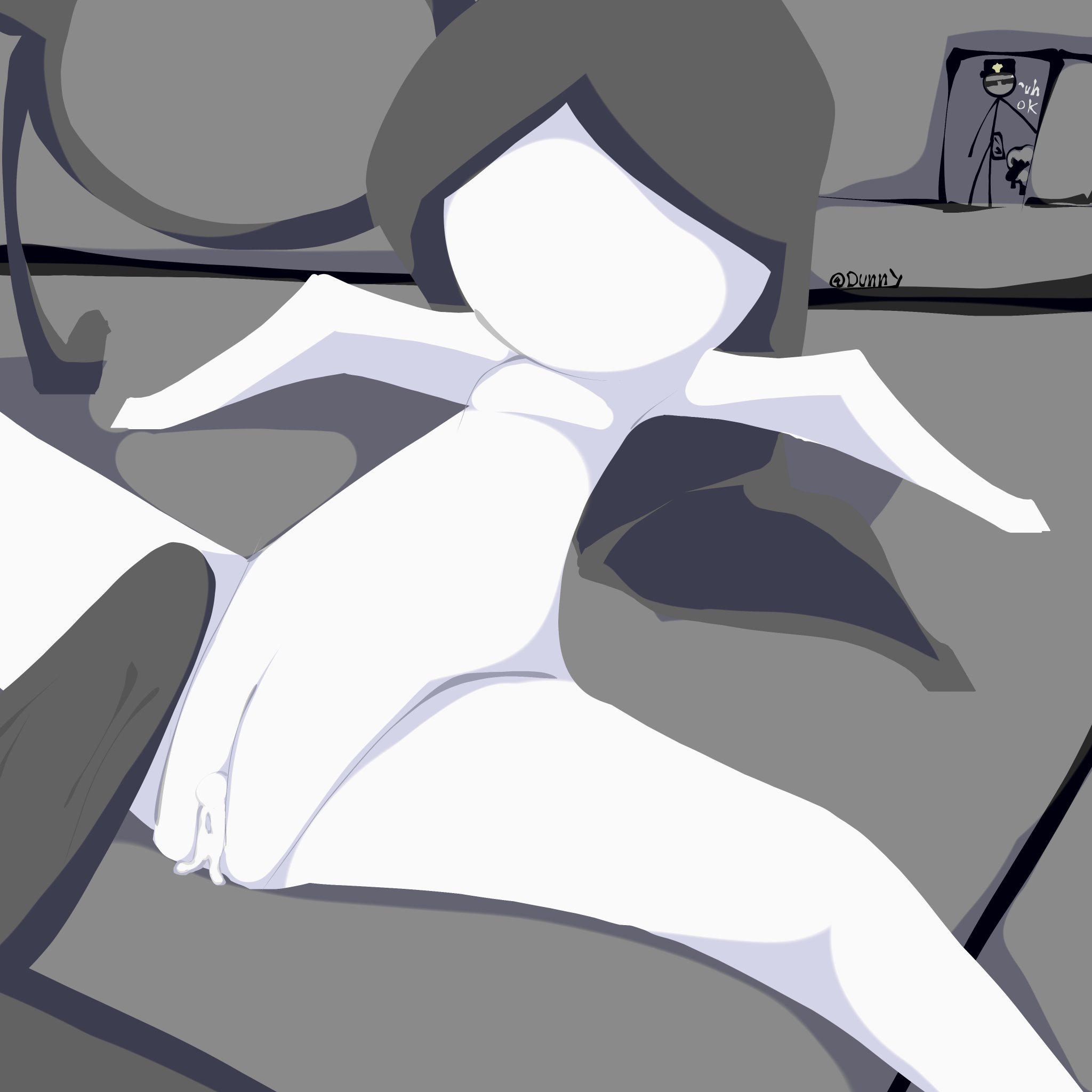 animator vs animation, breasts, dunnythebunny, female, grey hair, grey penis, male, mitsi (animator vs animation), nude, nude female, penis, pussy, pussy lips, simple background, small breasts, stick figure, stick figure (species), stickman, twitter username, vagina, victim (animator vs animation), white skin