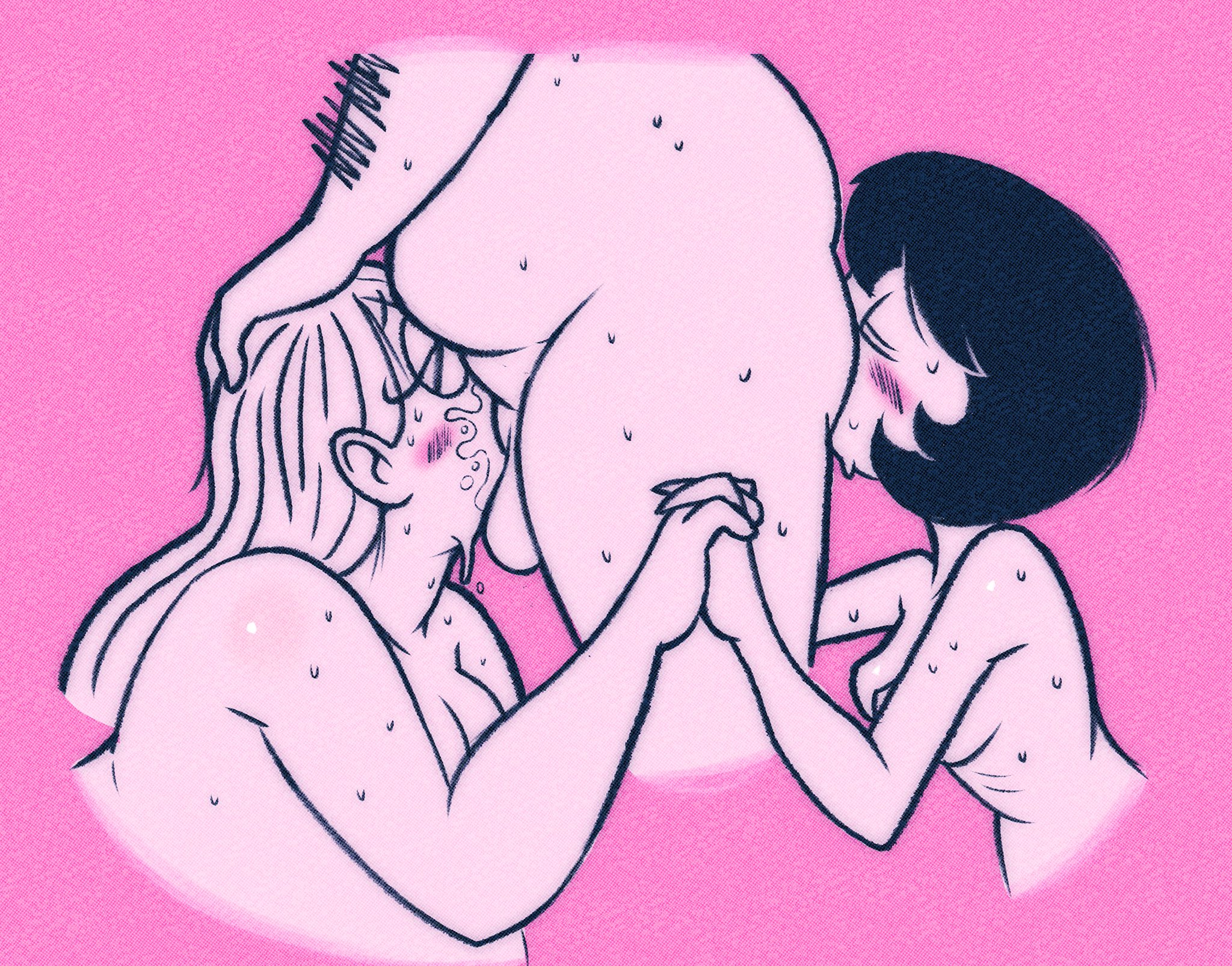 1boy, 2girls, blue plate special, chubby, chubby female, chubby male, deepthroat, fellatio, female, female rimming male, jucika, jucika (comic), male, oral, oral sex, overweight, overweight female, overweight male, rimming male, the garbager619, threesome