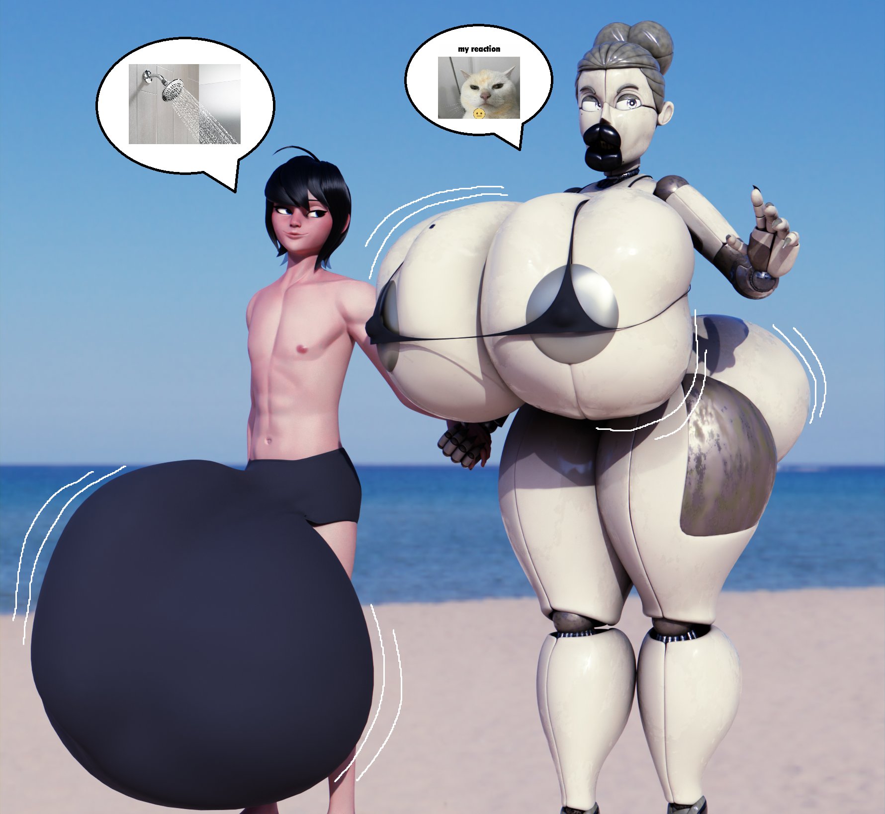 1boy, 1girls, 3d, 3d (artwork), alternate version available, ballora, ballora (cosmic trance), ballora (fnafsl), bimbo lips, boxers, breasts, cringe boi nsfw (artist), female, five nights at freddy's, five nights at freddy's: sister location, huge ass, huge breasts, hyper bulge, hyper penis, male, neet, neet boy (cringe boi nsfw), neetlora, penis, shirtless, straight