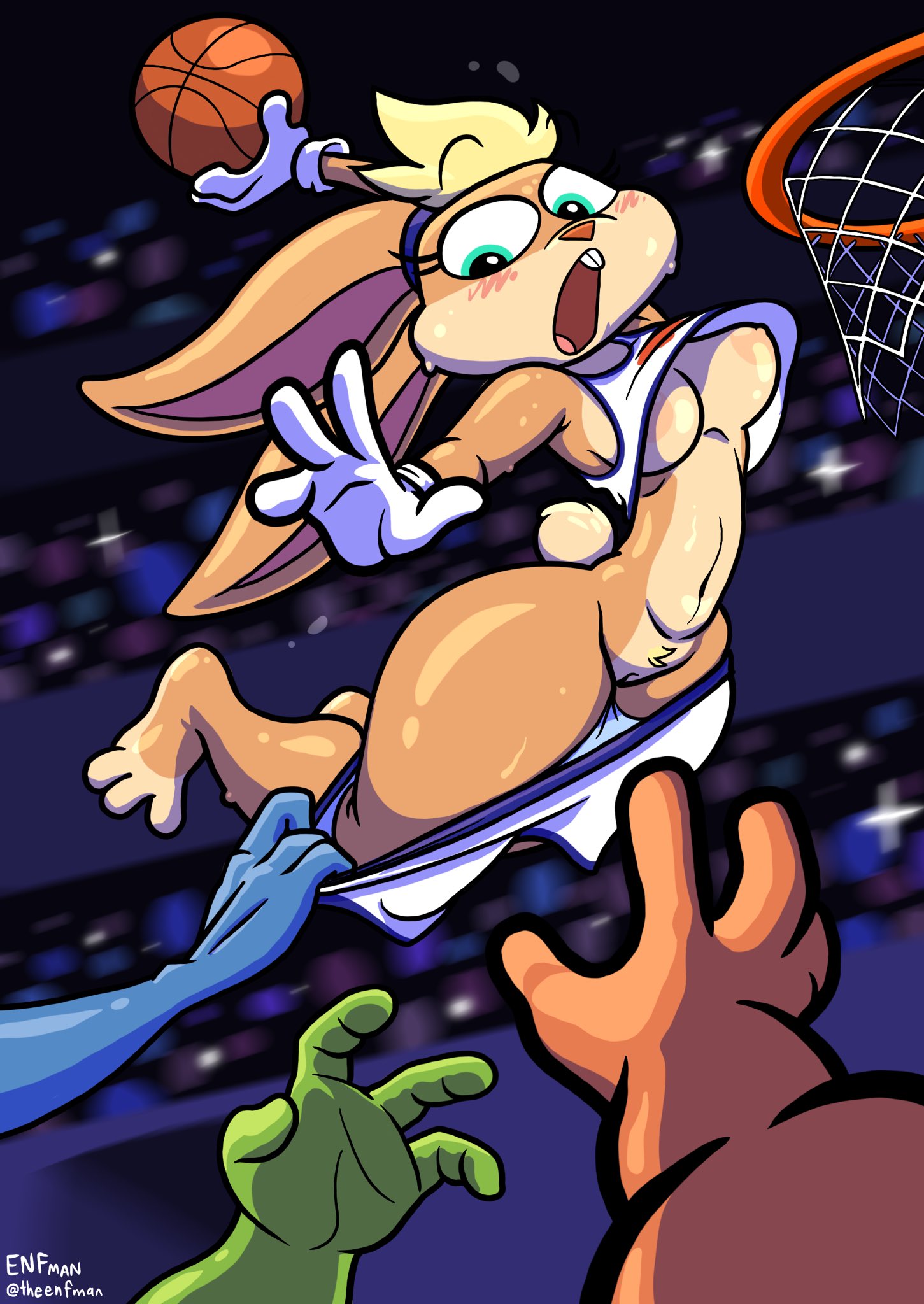 1girls, assisted exposure, breasts, embarrassed, embarrassed nude female, enf, female, lola bunny, looney tunes, monstar (space jam), nude, pussy, senftember, senftember (2025), space jam, tagme, theenfman, wardrobe malfunction