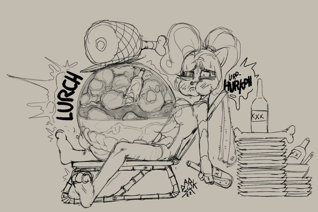 activision anthro belly big_belly breasts coco_bandicoot crash_(series) female nausea overeating sixsidesofmyhead solo text translucent video_games vomit_filled_cheeks