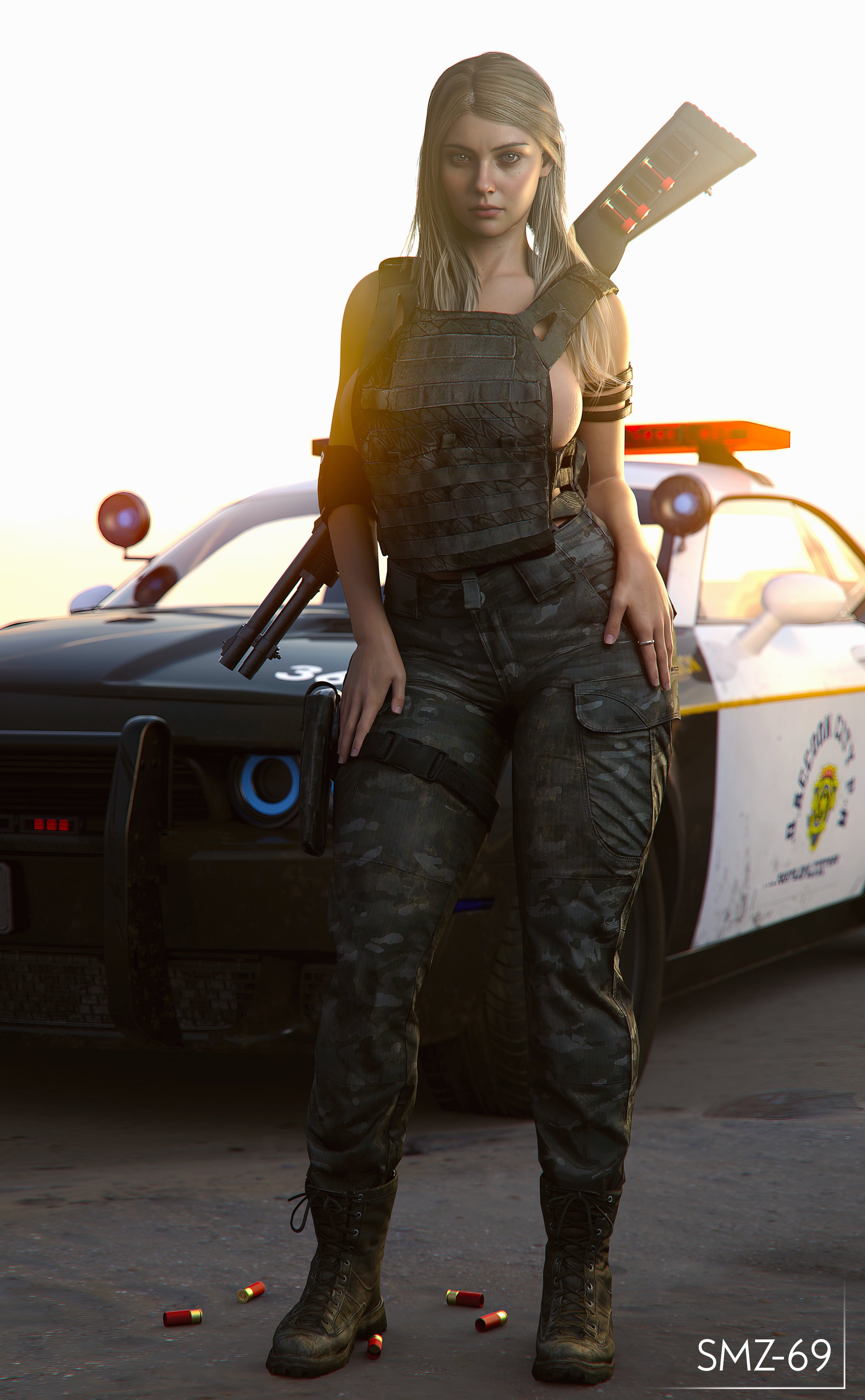 1girls, 3d, blonde hair, breasts, capcom, cleavage, daz studio, daz3d, female, female only, large breasts, light skin, light-skinned female, looking at viewer, pale skin, resident evil, resident evil 8: village, rosemary winters, sideboob, smz-69, solo, solo female, thick thighs, wide hips