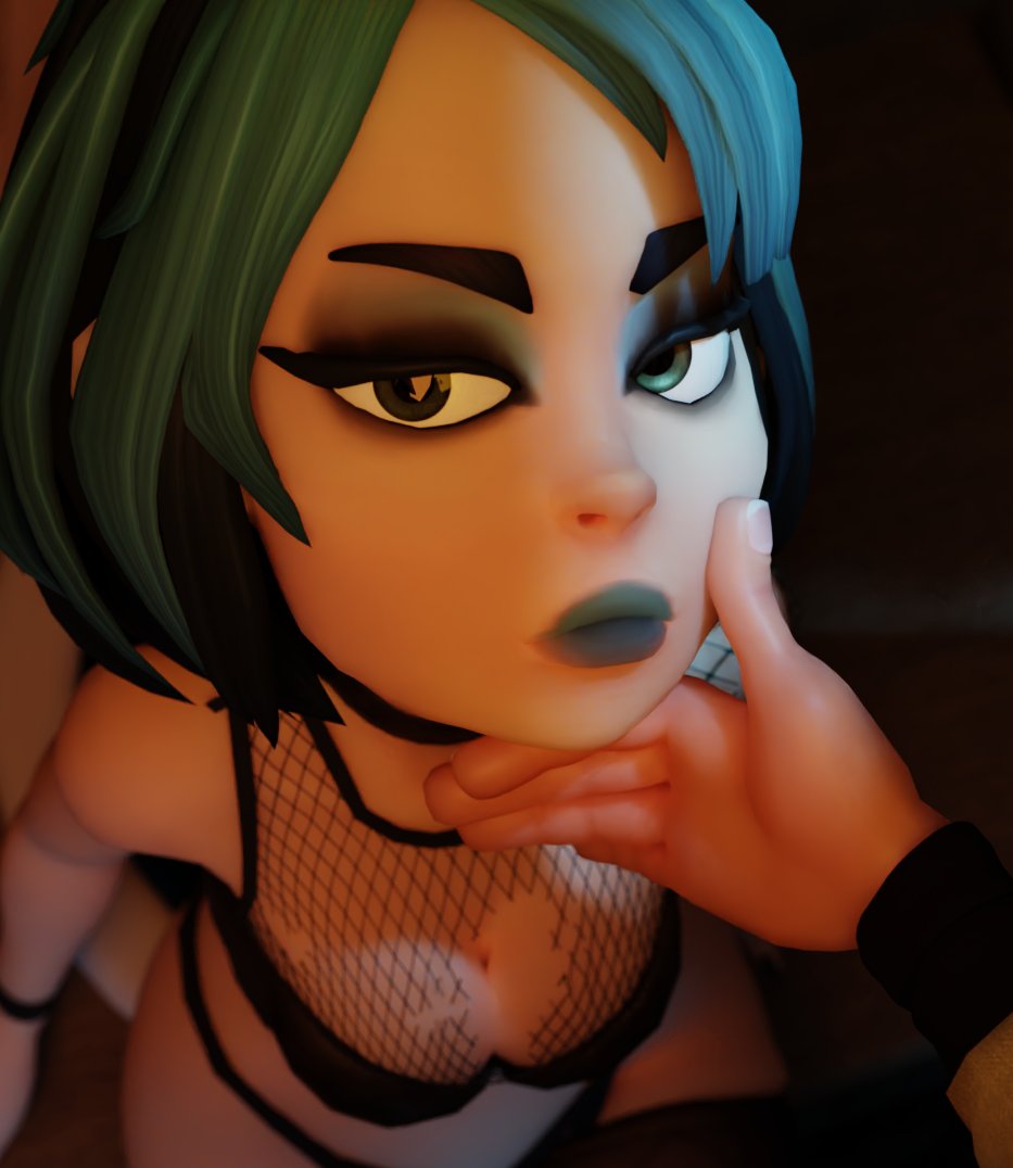 1boy, 1girls, 3d, 3d (artwork), ambiguous pov, blender, blenderknight, bra, breasts, clothing, female, goth, gwen (tdi), male, male/female, medium breasts, medium hair, panties, partial male, pov, tagme, total drama island