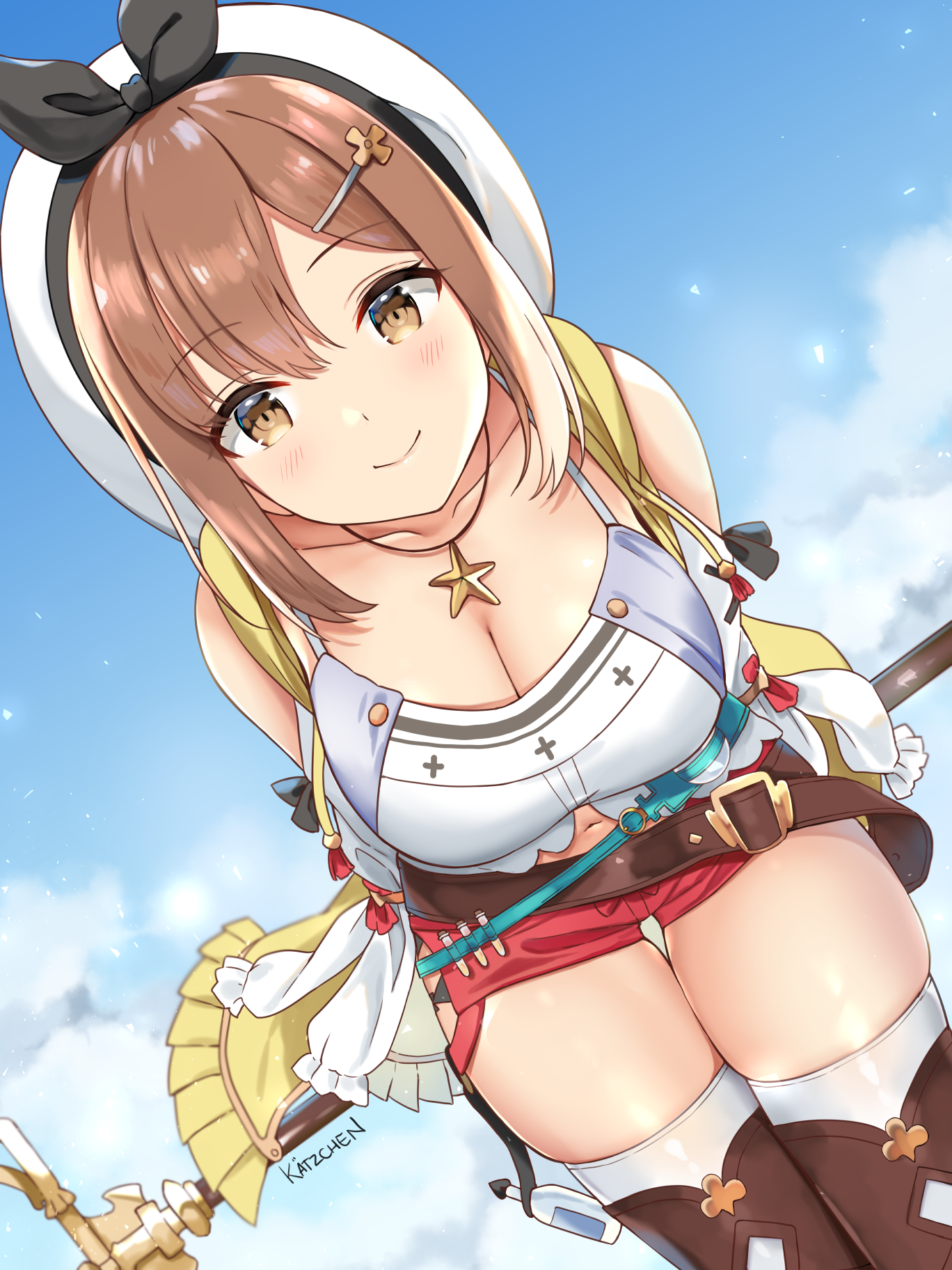 atelier (series), atelier ryza, big breasts, breasts, busty, cleavage, cute, female, kaetzchen, large breasts, reisalin stout, smile, thick thighs, wide hips