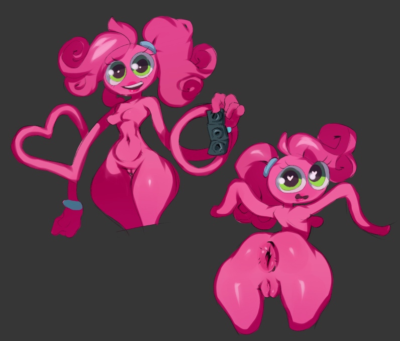 annacrazytoivo, anus, ass, big ass, breasts, condom, female, green eyes, mommy long legs, noodle arms, pink skin, poppy playtime, pussy, small breasts, solo, wide hips