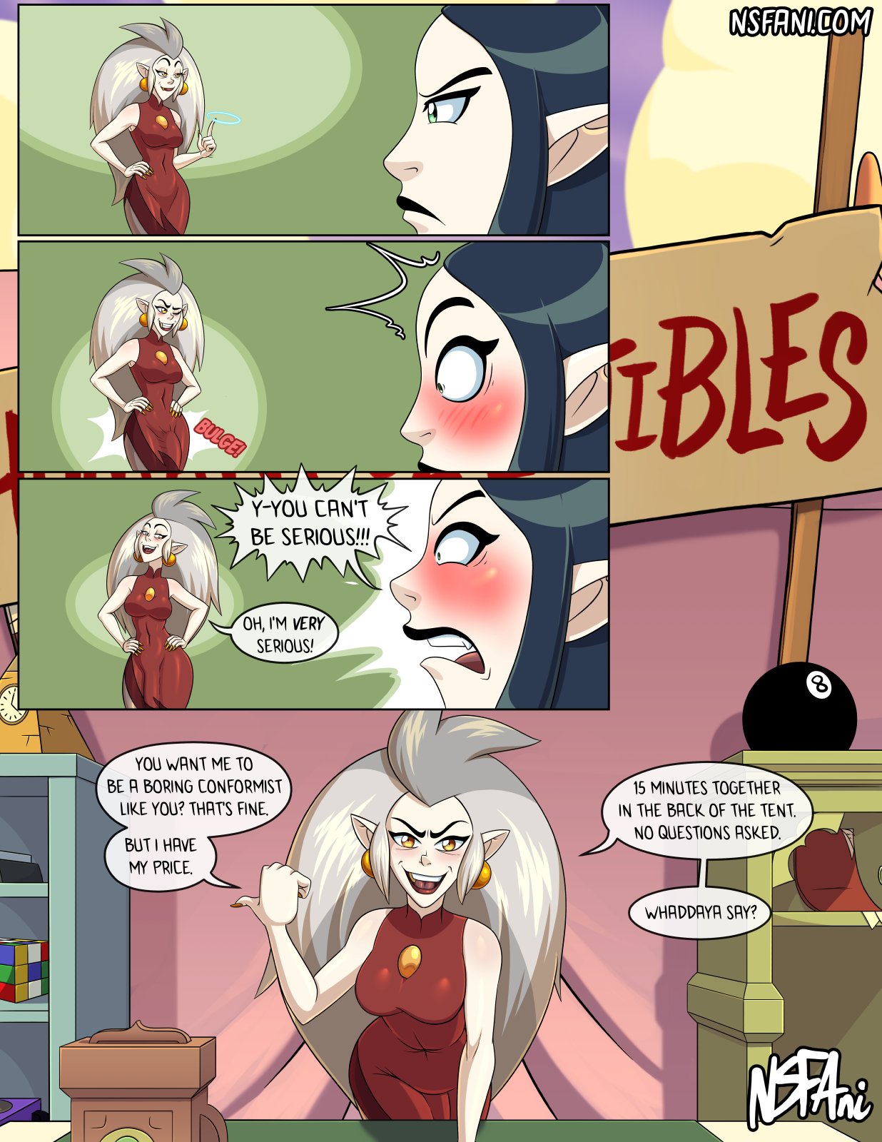 15 minutes in heaven (the owl house) (comic), 1futa, 1girls, black hair, clothed, clothing, comic, comic page, dialogue, disney, disney channel, eda clawthorne, english text, female, femsub, fully clothed, futa focus, futa transformation, futa with female, futadom, futanari, genital growth, huge cock, humanoid, humanoid penis, incest, intersex, lilith clawthorne, nsfani, penis, penis growth, pointy ears, propositioning, propositioning incest, siblings, sisters, smooth skin, standing, tagme, text, the owl house, transformation, white hair, witch