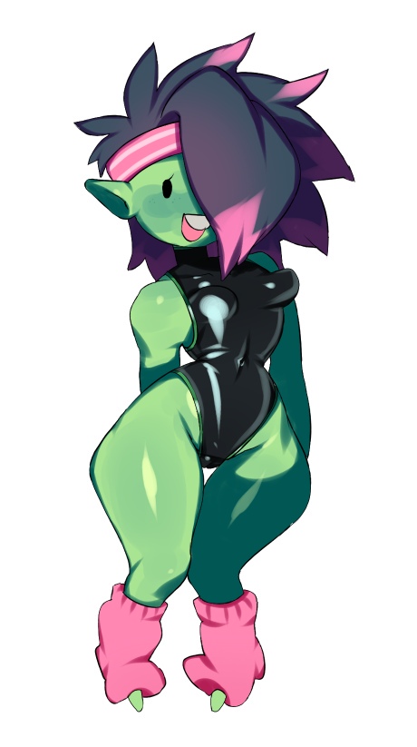 alien alien_girl alien_humanoid annacrazytoivo breasts female green_skin iirtala_(annacrazytoivo) latex latex_suit wide_hips