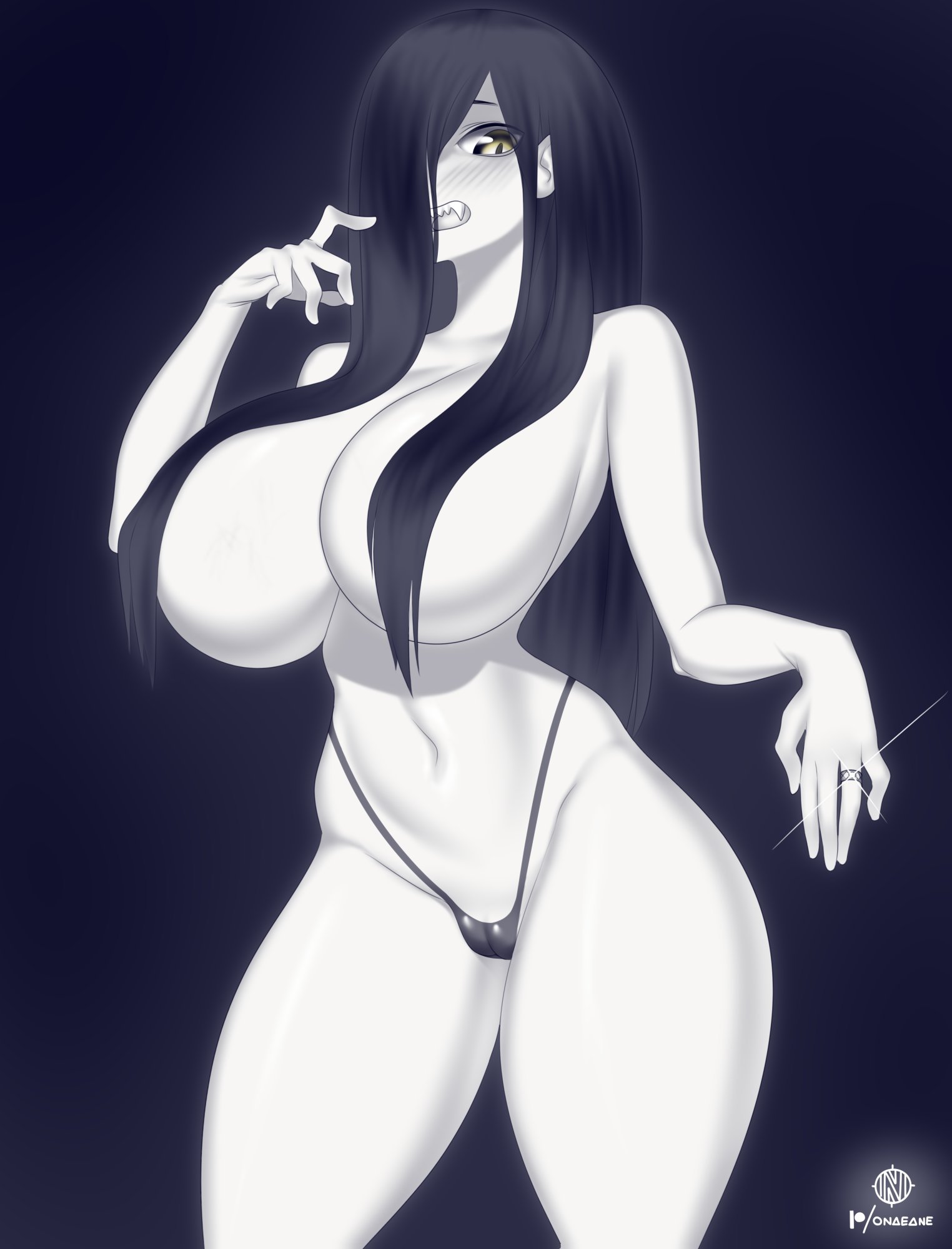 1girls, ass, big ass, big breasts, big butt, black hair, breasts, female, onaeane, ring, the ring, thick thighs, wedding ring, yamamura sadako