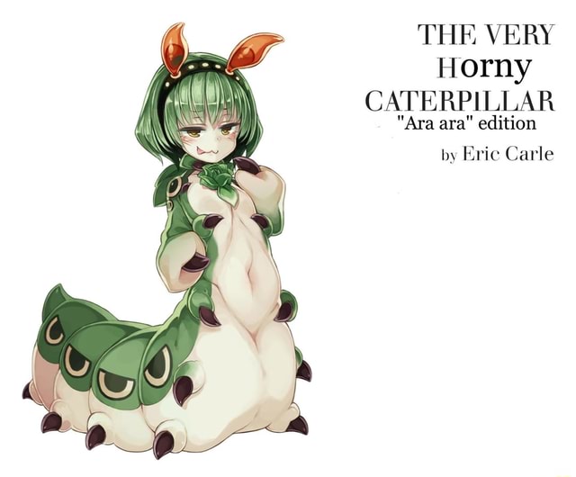 :p anime ara_ara bangs caterpillar female female_only green_body green_skin greenworm_(monster_girl_encyclopedia) insectoid meme monster_girl monster_girl_encyclopedia no_breasts parody solo the_very_hungry_caterpillar