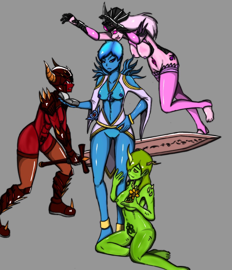 4girls chaos_(warhammer) chaos_god chaos_goddess female female_only khorne multiple_girls nurgle rule_63 slaanesh tzeentch warhammer_(franchise) warhammer_40k warhammer_age_of_sigmar warhammer_fantasy